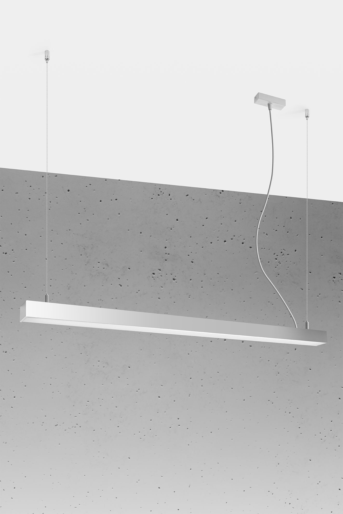 Suspension LED allongée 118 cm métal 4000 K gris