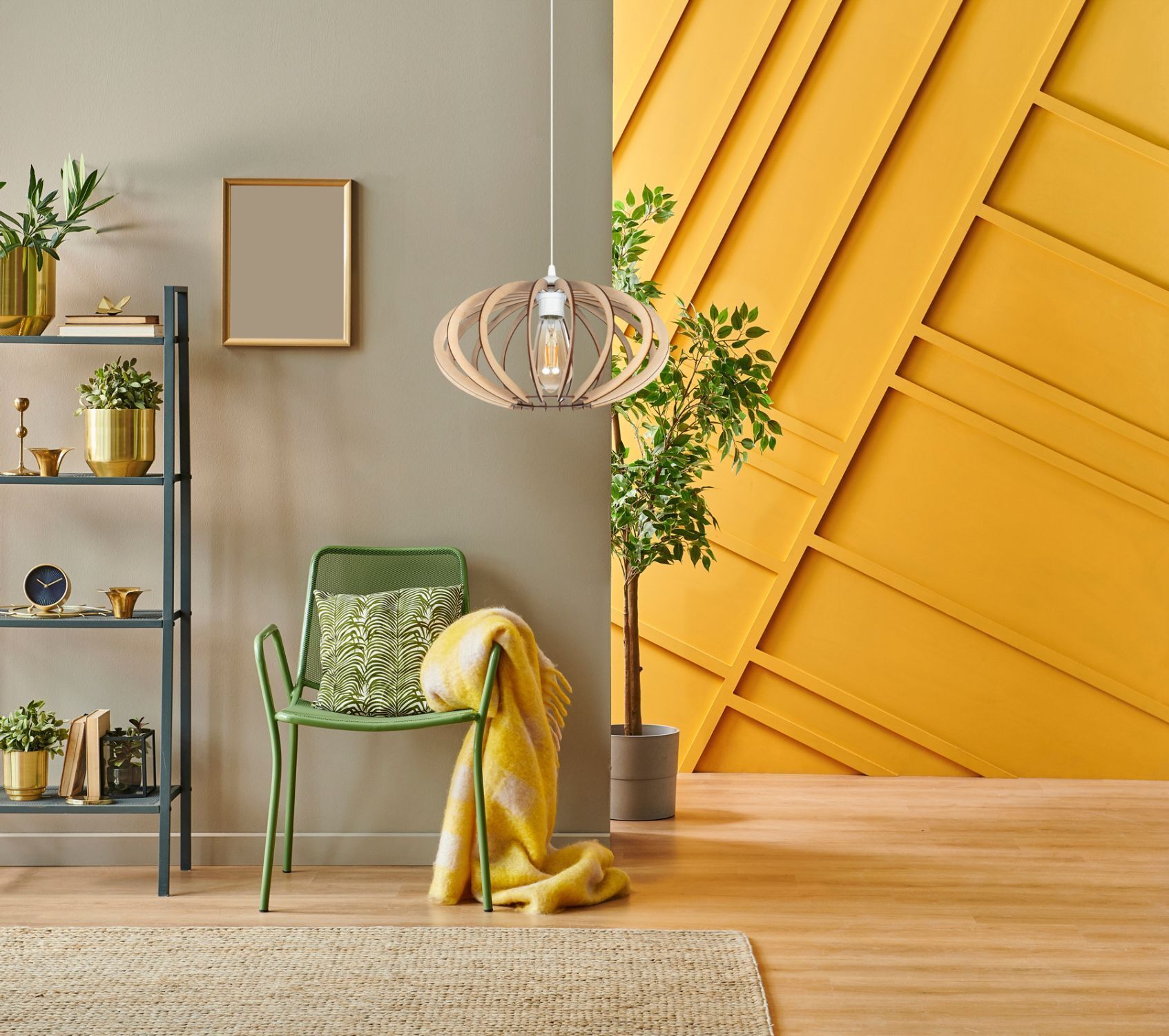 Lampe à suspendre décorative en bois E27 Ø35 cm rond en blanc Drinnen, Innenarchitektur, Lampe