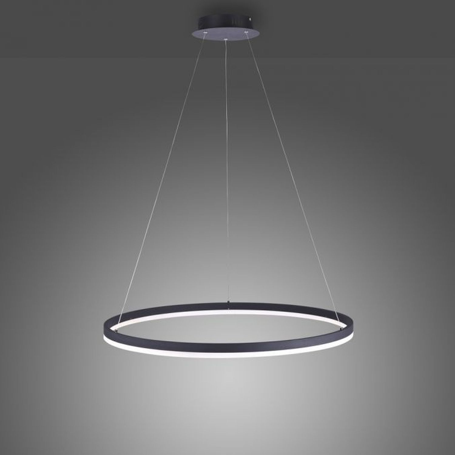 Suspension LED Anthracite dimmable 3000 K Ø80 cm Anneau Lampe, Kronleuchter, Deckenleuchte