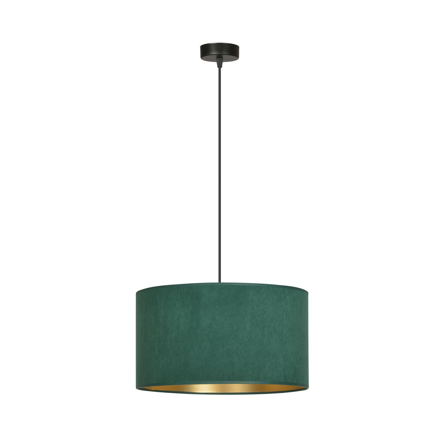 Suspension Vert Or Noir Ø 35 cm rond E27 Tissu Métal Lampe