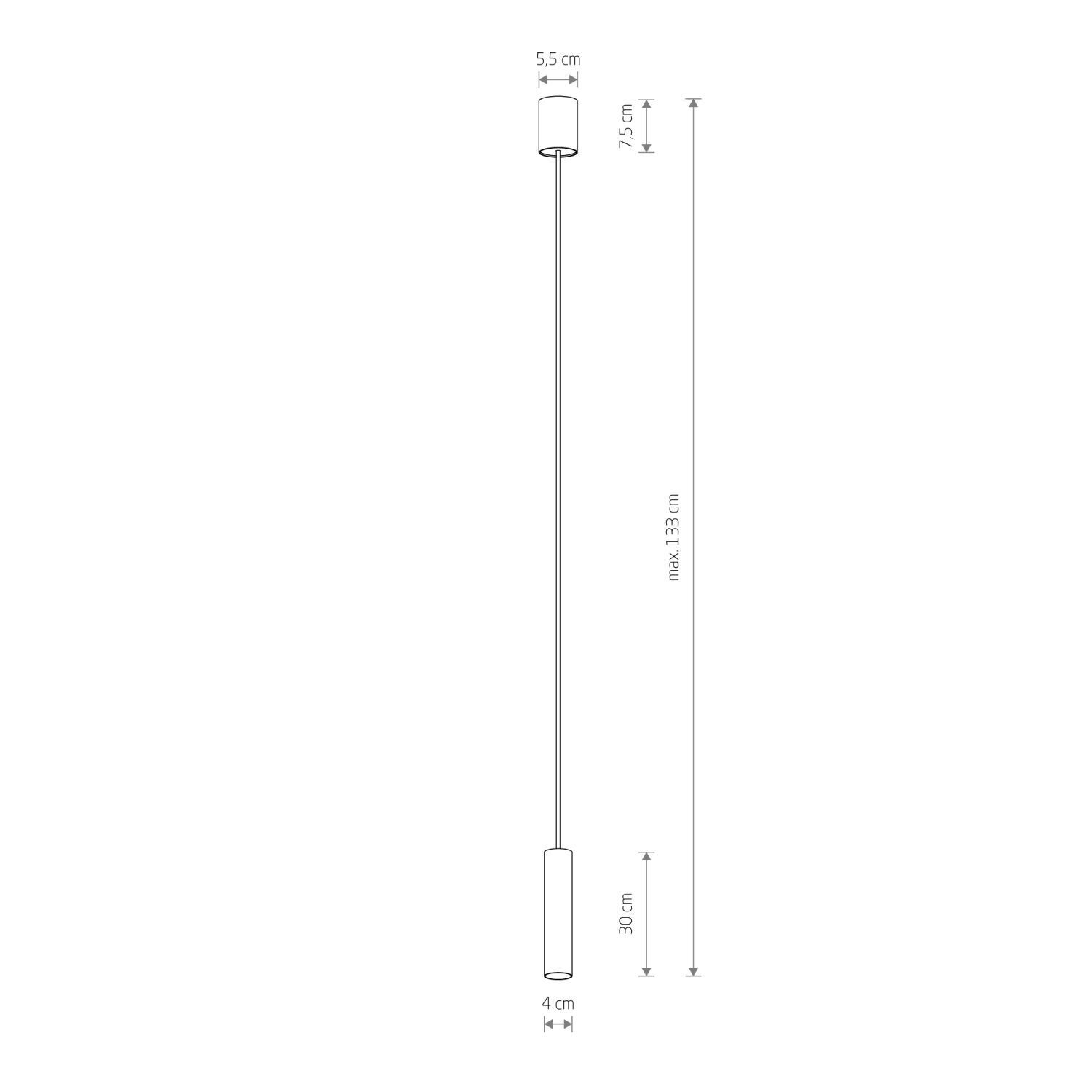 Lampe à suspendre métal gris clair GU10 R35 Ø 4 cm étroit