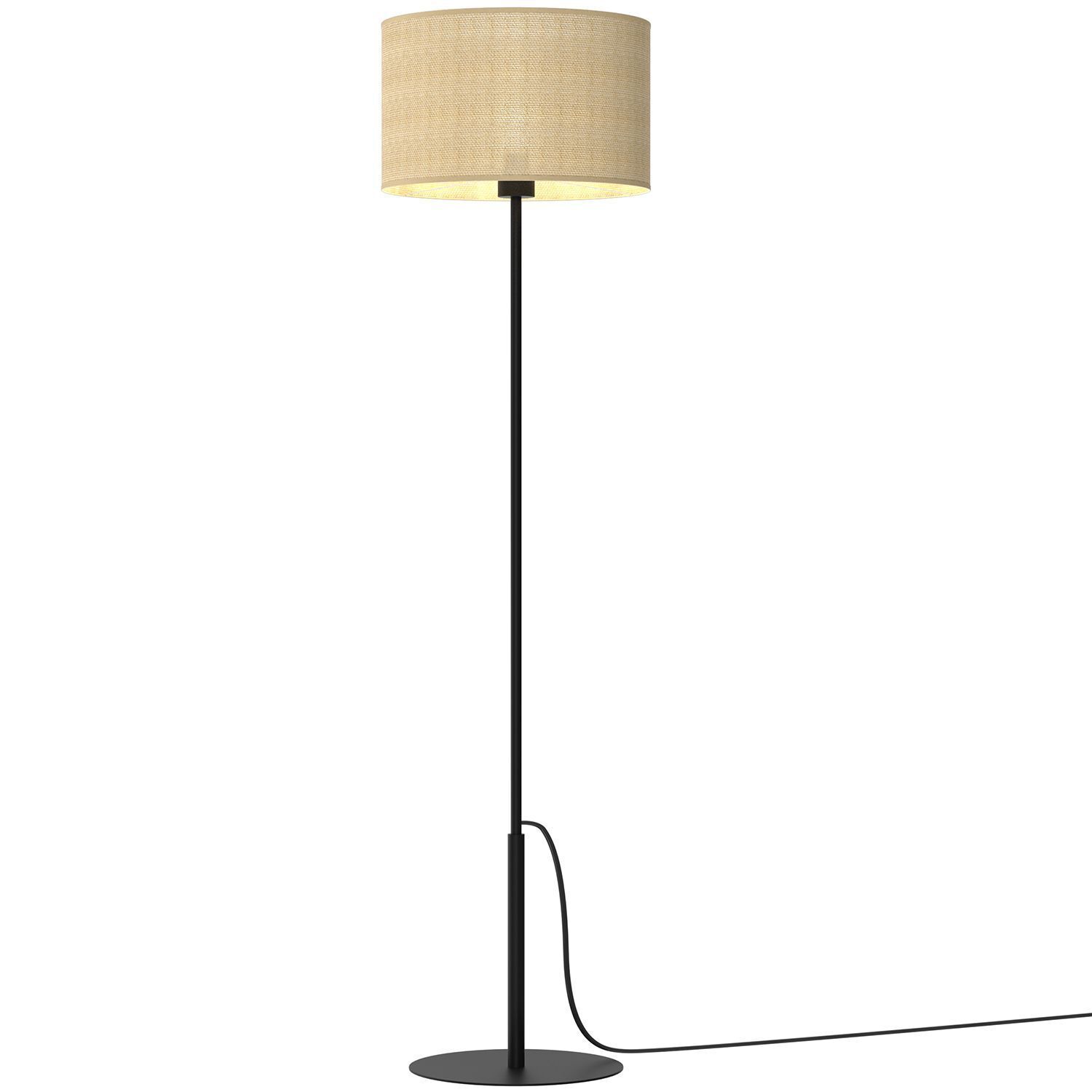 Lampadaire Jute Métal Noir 150 cm E27 naturel