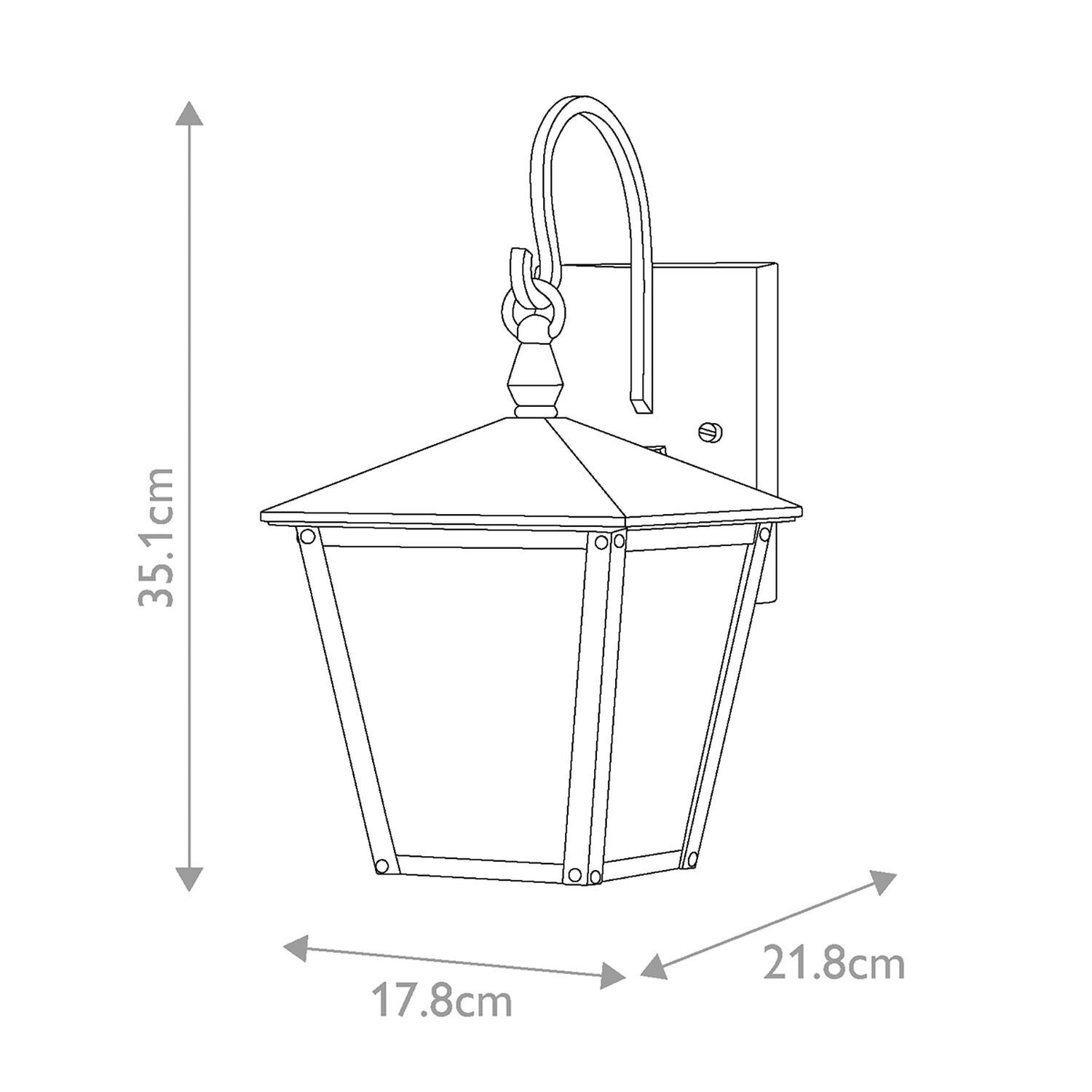 Lampe d'extérieur murale IP44 35,1 cm de haut Noir E27 Rustique