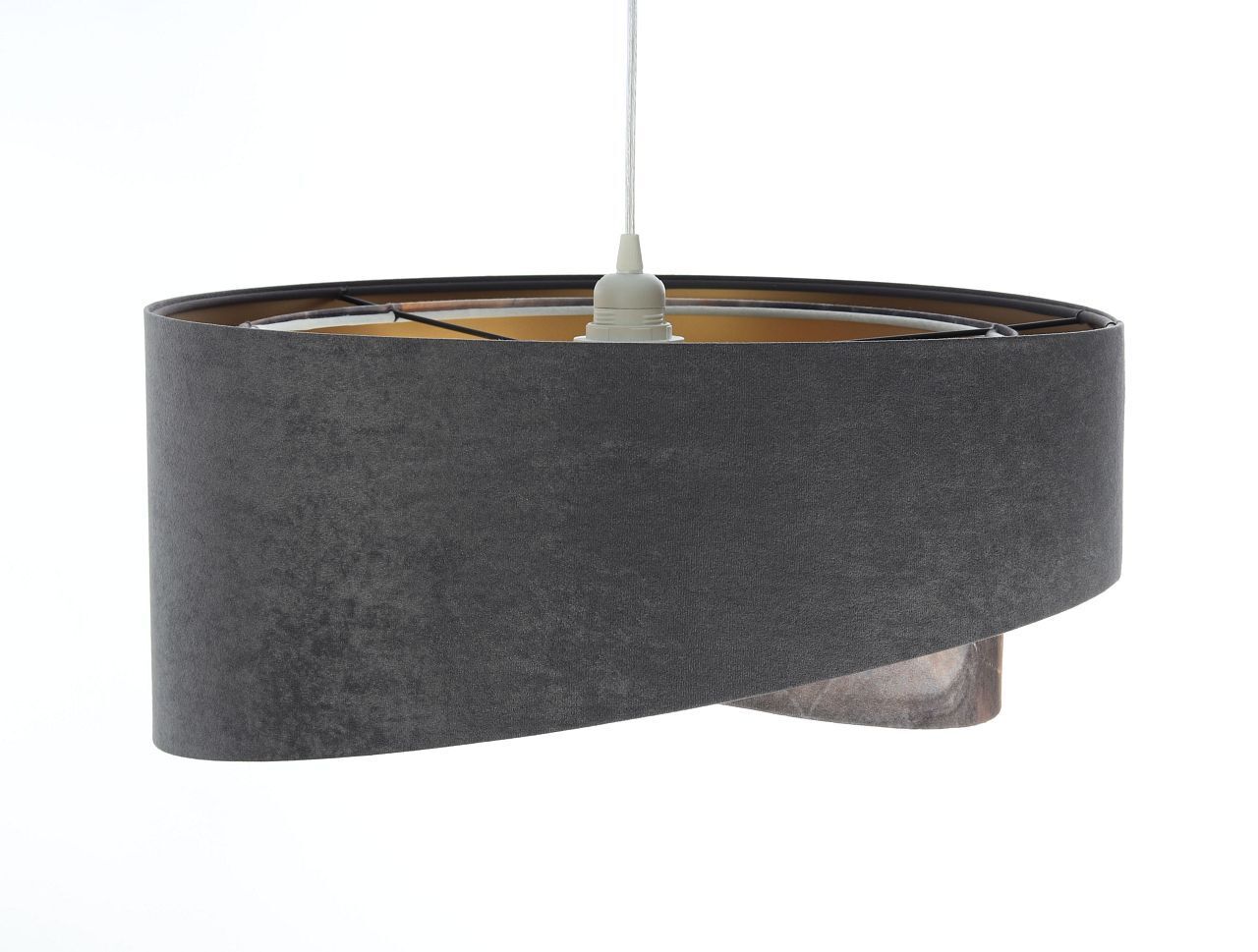 Lampe à suspendre Gris Or E27 Abat-jour en tissu Ø 50 cm Moderne KARIM