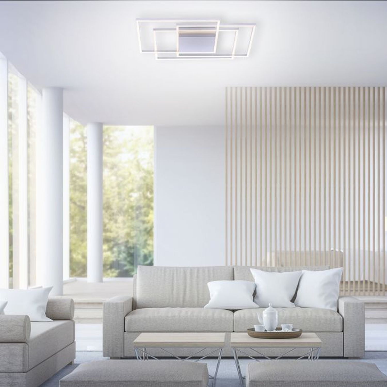 Lampe de plafonnier LED à intensité variable en acier L:75 cm 5760 lm Moderne Drinnen, Innenarchitektur, Inneneinrichtung, Wohnzimmer, Tabelle