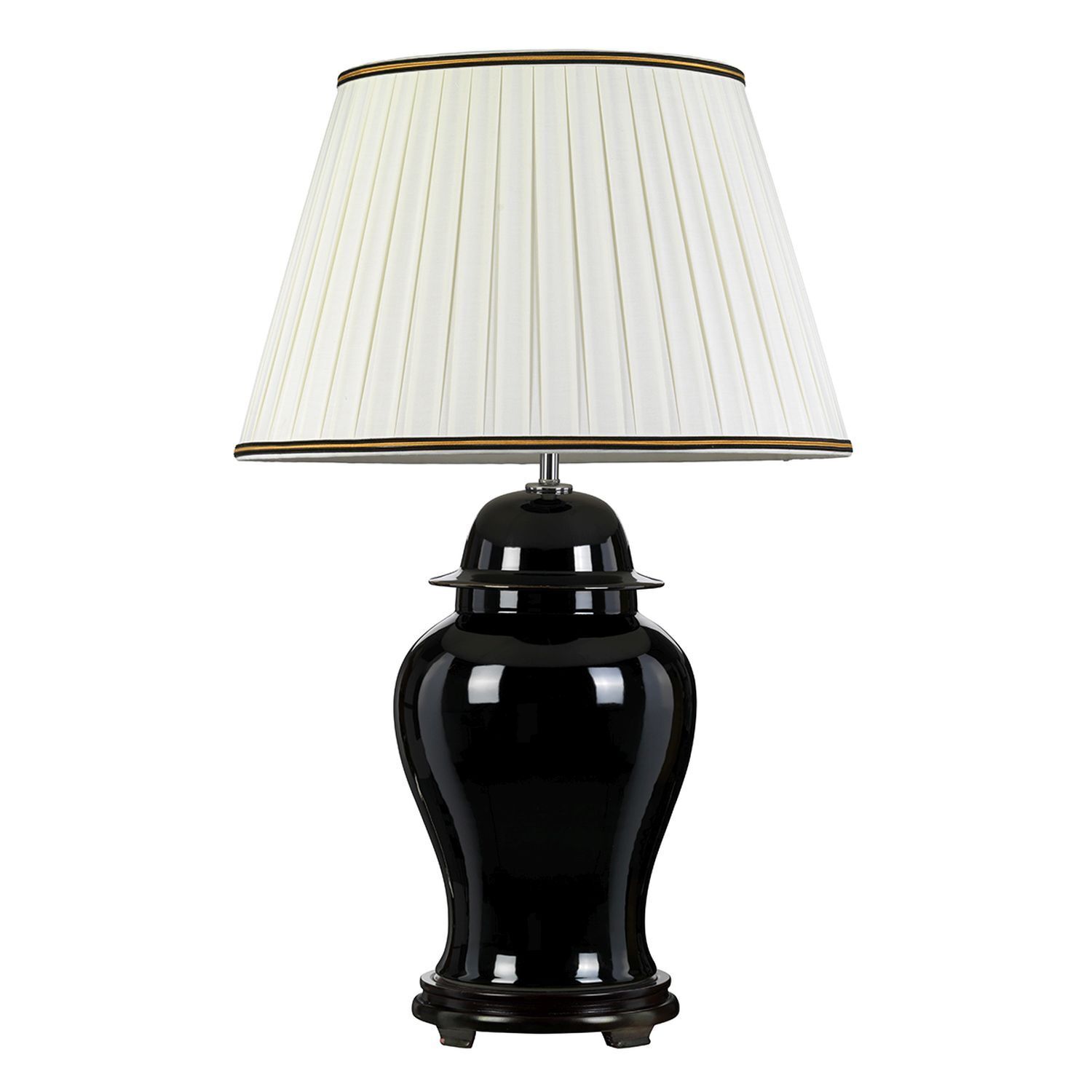 Lampe de table céramique tissu noir crème hauteur 80 cm E27
