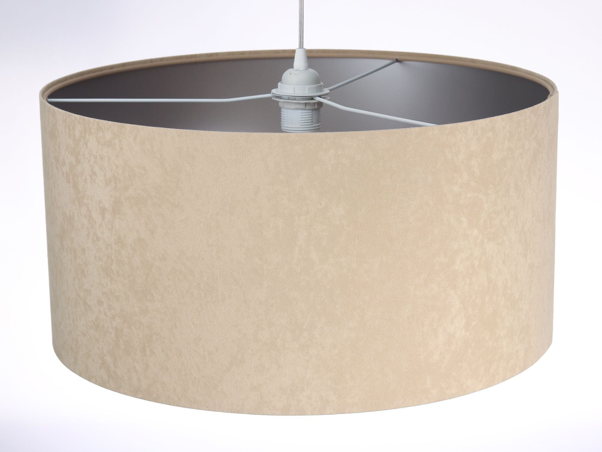 Lampe à suspendre ronde Blanc Beige Argent Rétro Salon