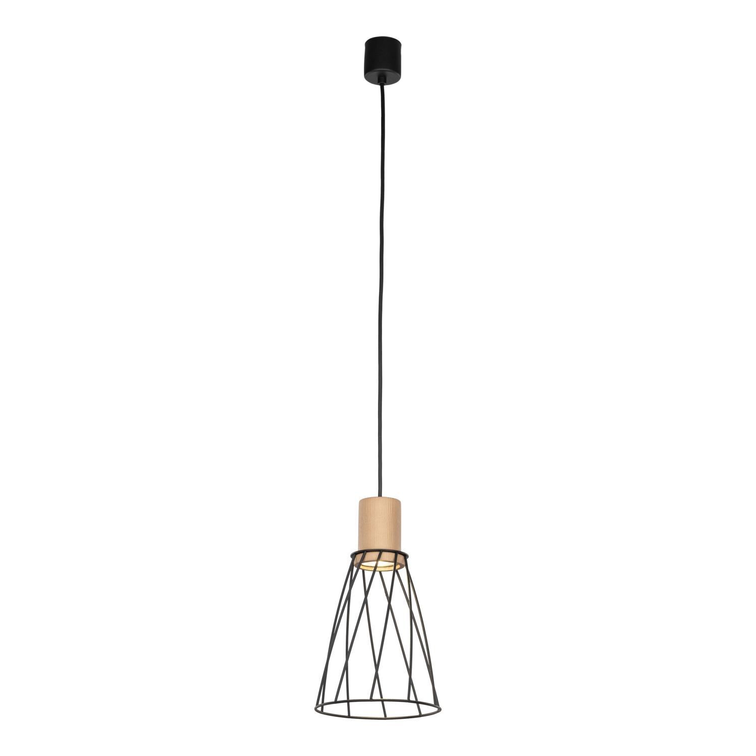 Suspension métal bois Ø 16cm petit H : max. 1,7 m GU10