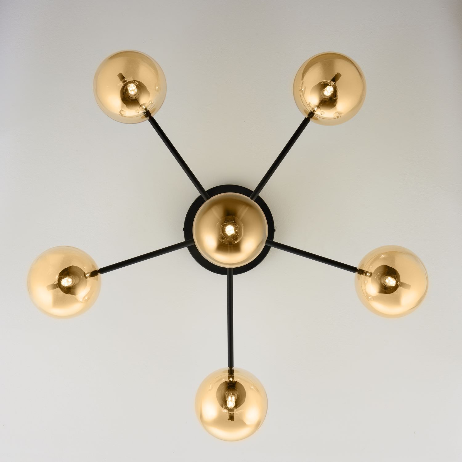 Deckenlampe Glas in Bernstein Metall G9 6-flammig Leuchter, Lampe, Deckenventilator, Gerät, Elektrisches Gerät