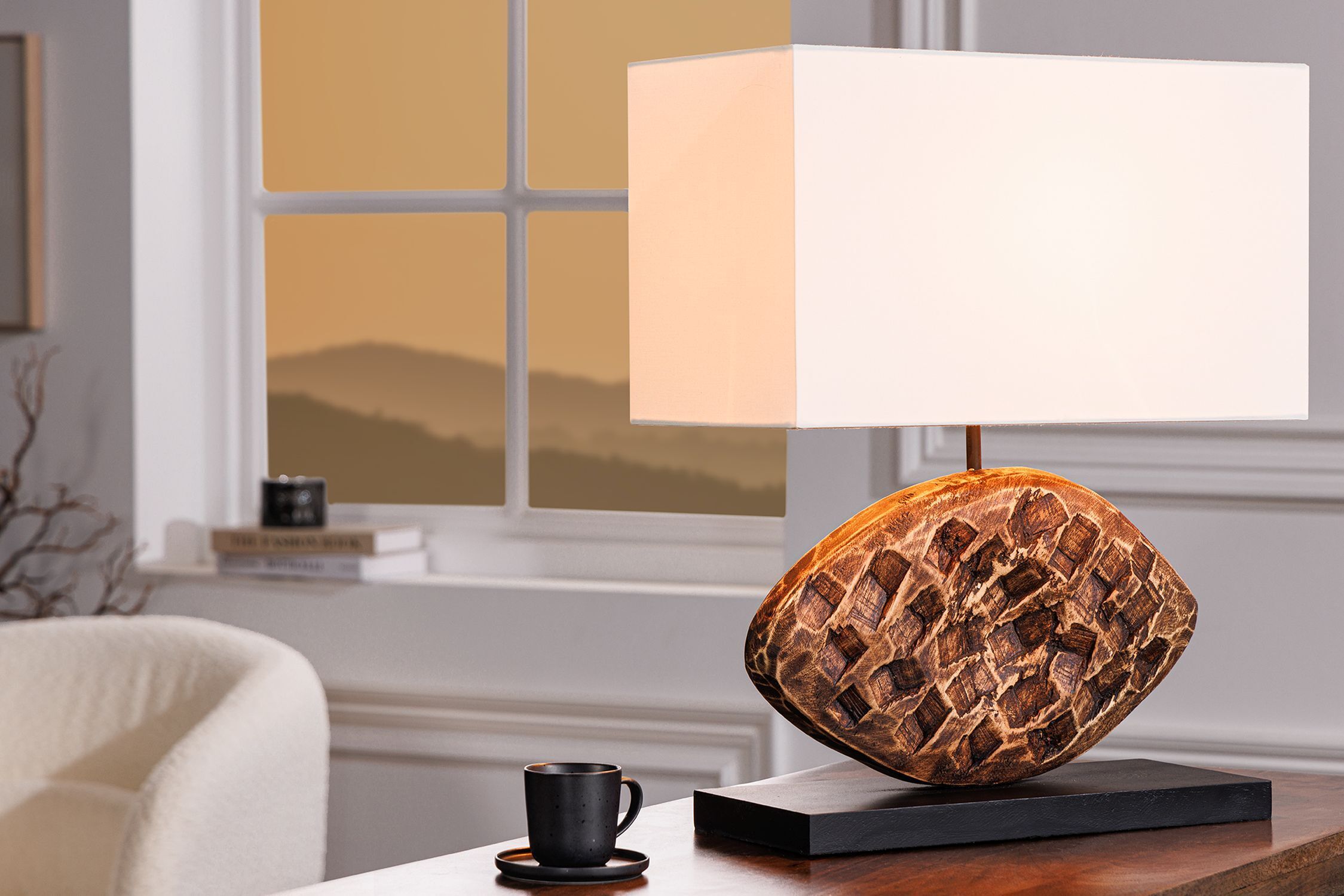 Lampe de table Blendarme Tissu Acacia Caoutchouc confortable