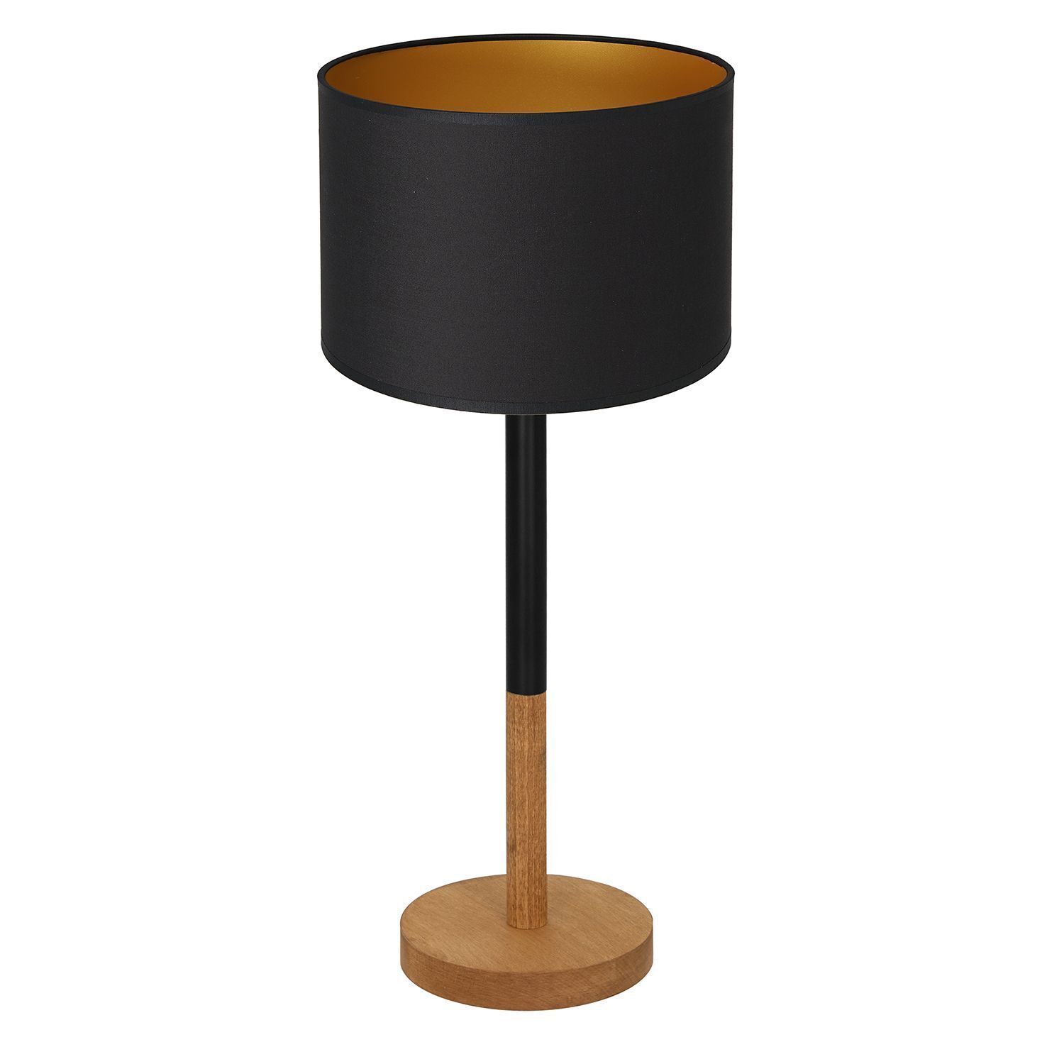 Lampe de table Nature Noir Or Tissu Bois 56 cm faible éblouissement