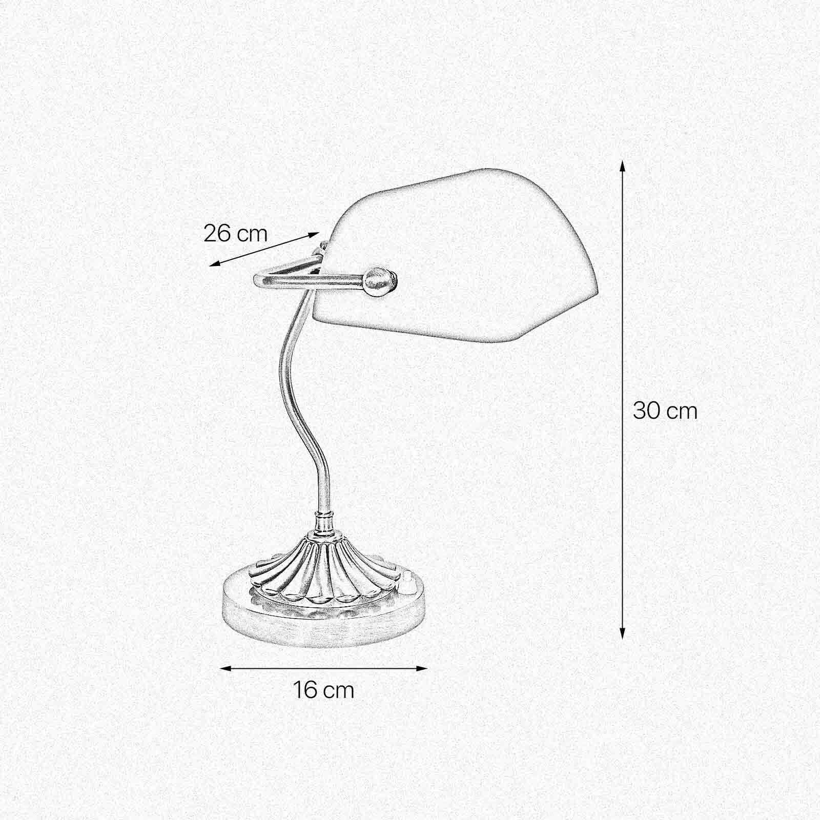 Bankerleuchte Gün Bronze H: 30 cm aus Messing Glas E27 Lampe, Tischlampe, Lampenschirm