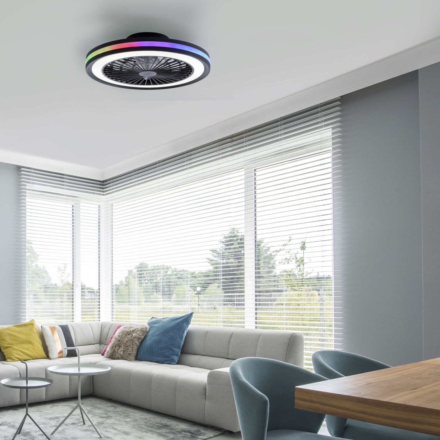 LED Deckenlampe Ventilator Fernbedienung RGB dimmbar Dekoration für Zuhause, Wohnzimmer, Innenarchitektur, Fenster, Tabelle