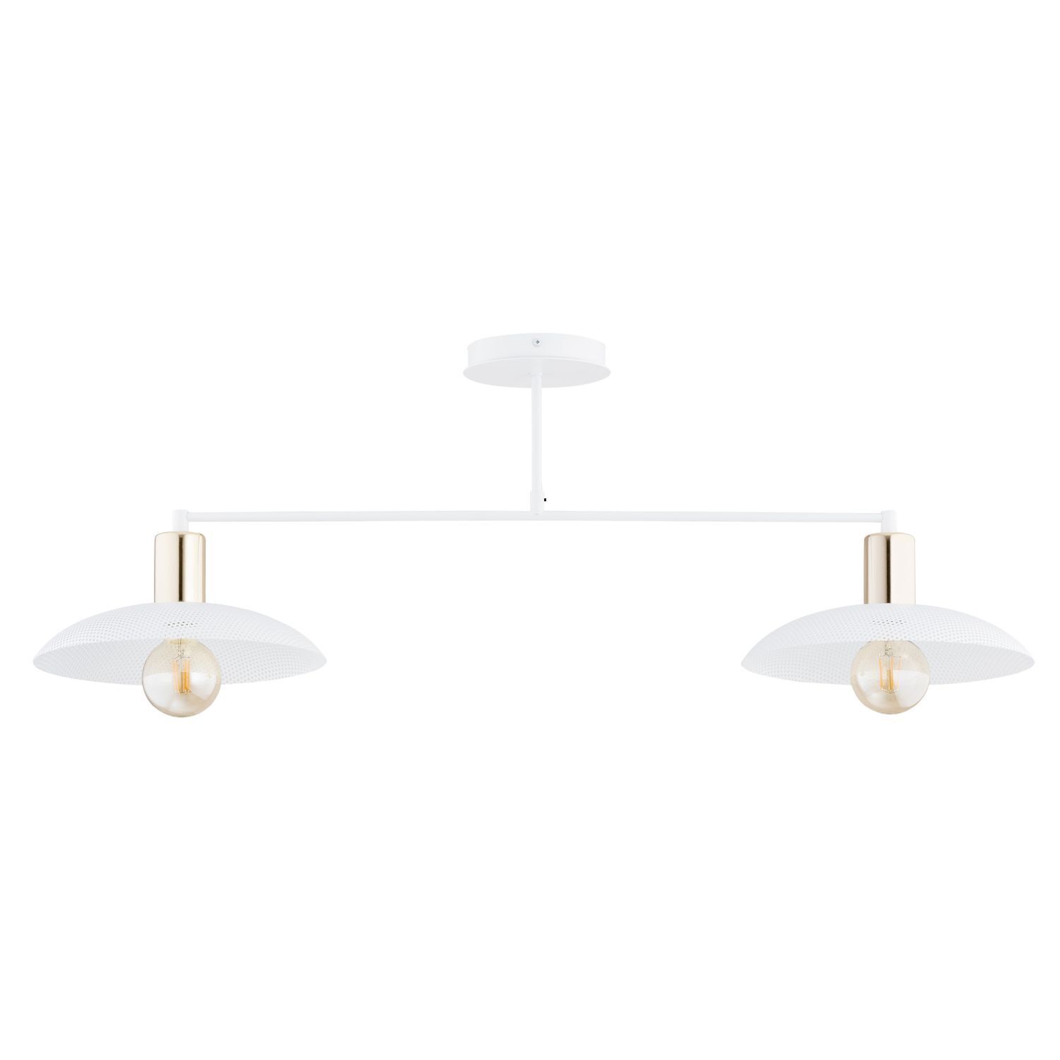 Lampe de plafond métal blanc or 100 cm de long E27 2 flammes