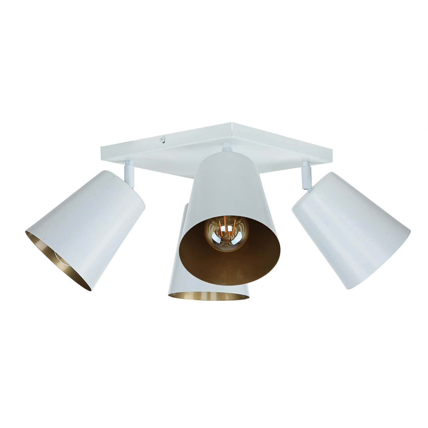 Spot de plafond blanc or métal rétro 4-flamme E27