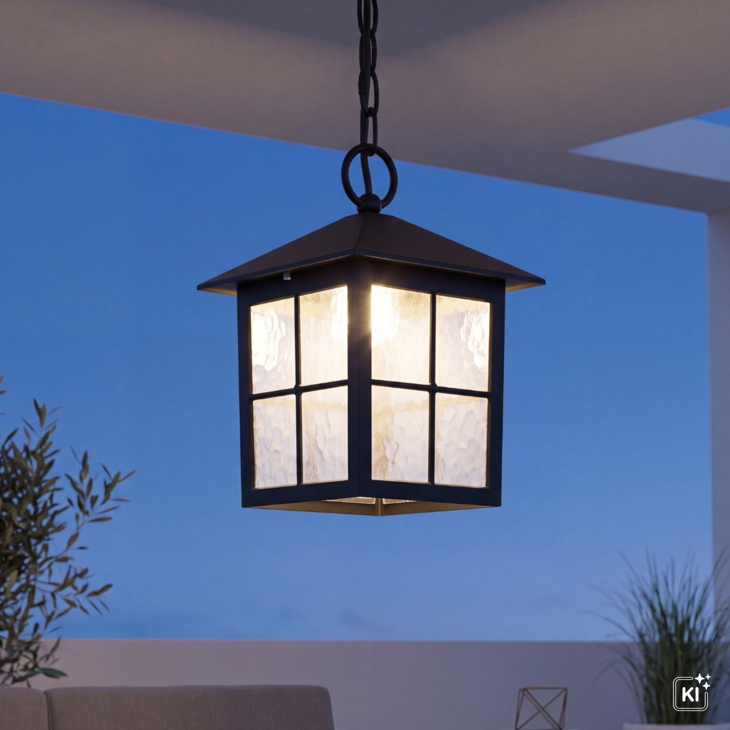 aussen-haengeleuchte-baarle-1-flammig-schwarz-rustikal-2 Hängende Lampe, Laterne, Außenbeleuchtung, Metallrahmen, Glas Panels