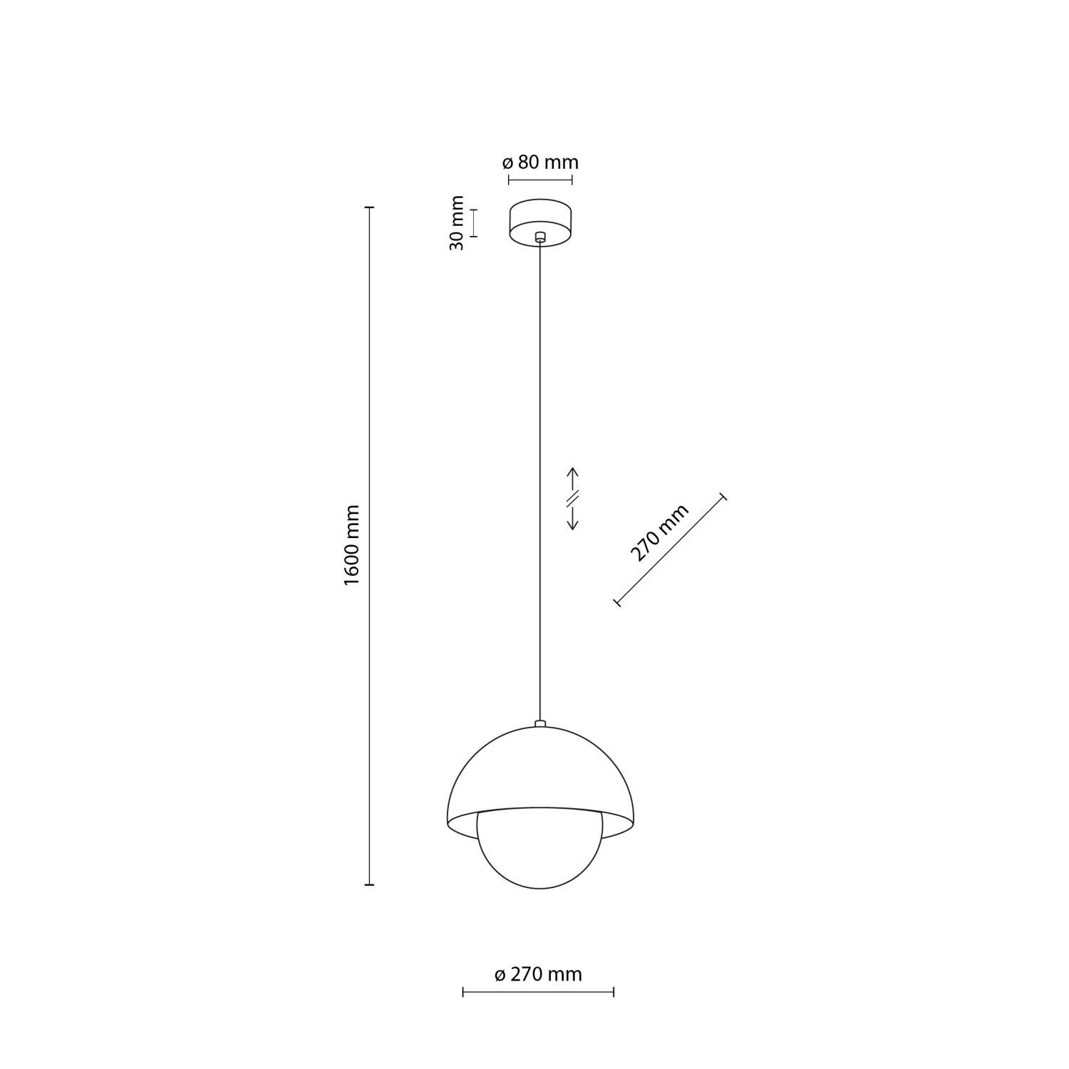 Lampe à suspendre métal verre D : 27cm H : max. 160cm Beige Blanc E27