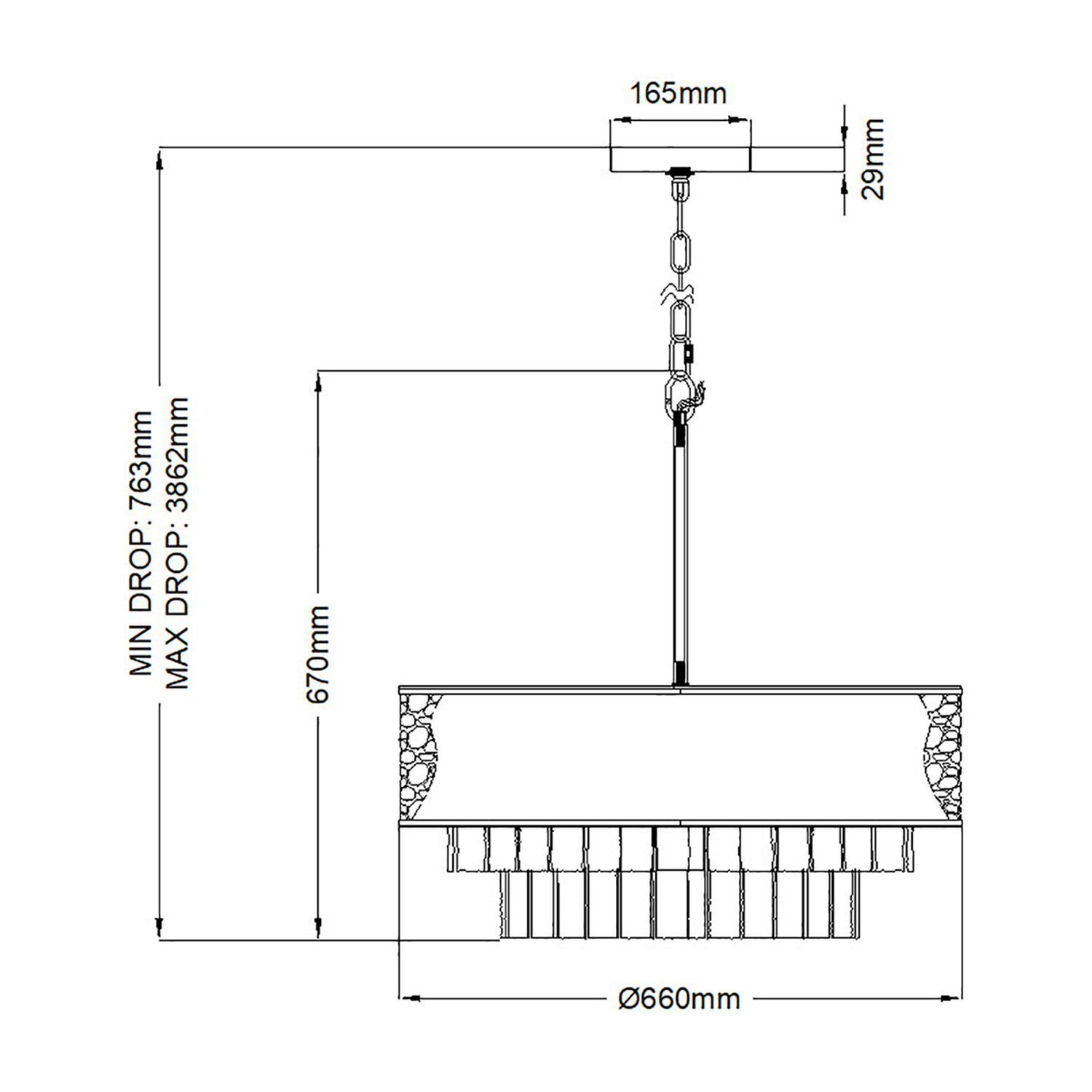 Lampe à suspendre cristal acier inoxydable Ø 66 cm H : max. 386,2 cm rond Lampe à suspendre cristal acier inoxydable Ø 66 cm H : max. 386,2 cm rond