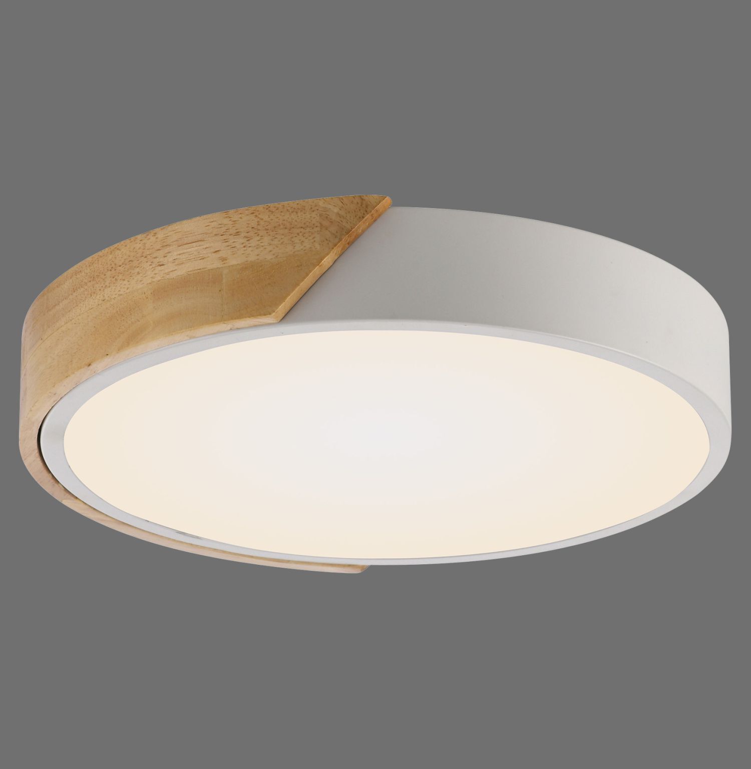 Runde LED Deckenlampe Holz Ø32 cm Weiß Natur 2520 lm Deckenleuchte, Leuchte