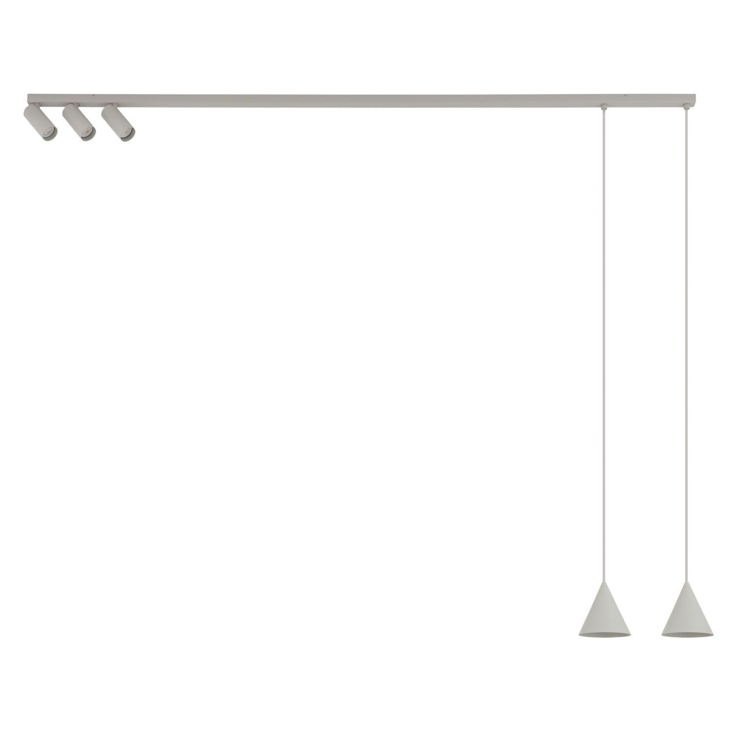 Suspension mobile métal gris soie GU10 160 cm