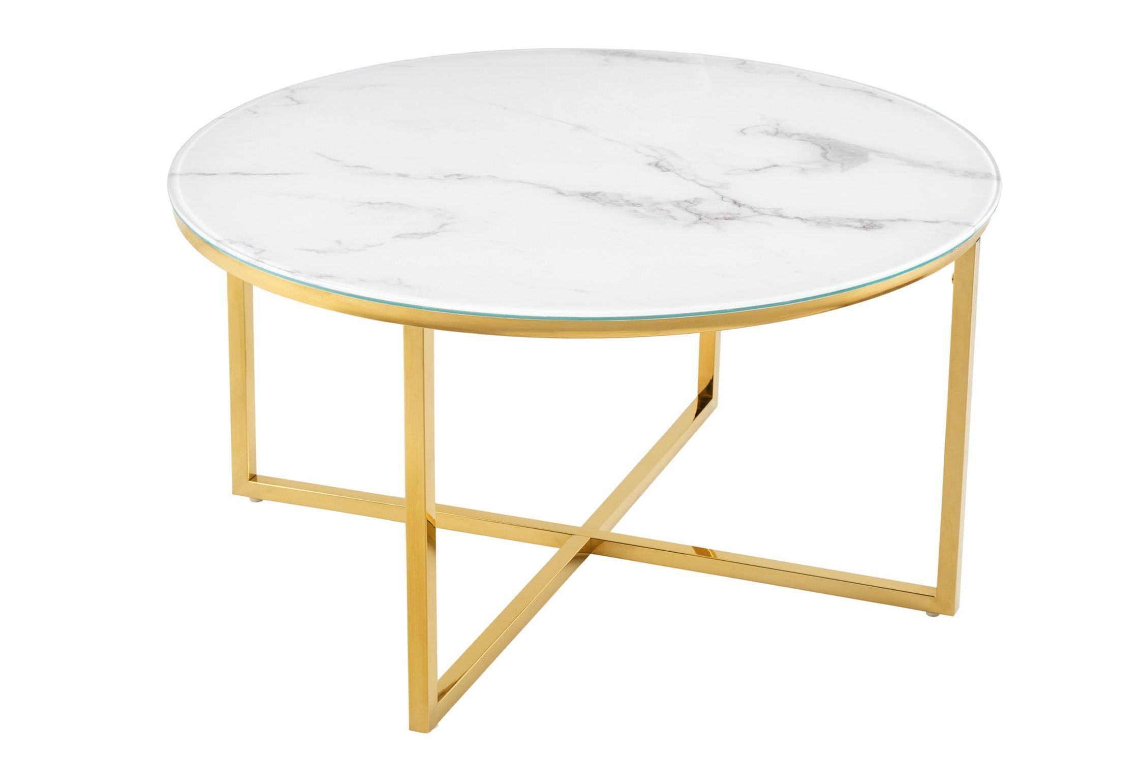 Table basse en verre trempé métal blanc or 80 x 80 cm Kaffeetisch, Mobiliar, Tabelle, Esstisch, Tischplatte