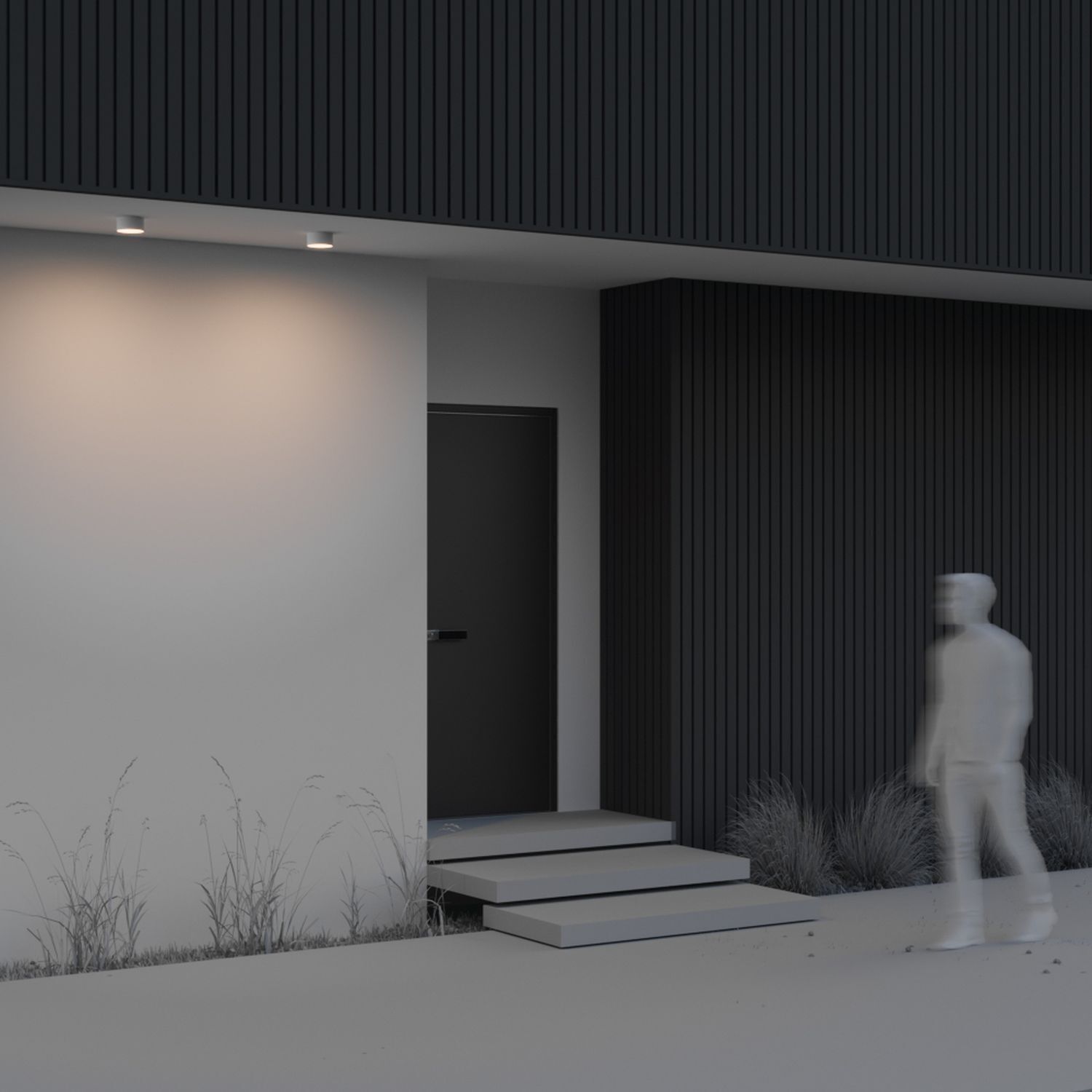 LED Deckenlampe außen Aluminium IP65 D: 12 cm Weiß rund Innenarchitektur, Erwachsene, Männlich, Mann, Person