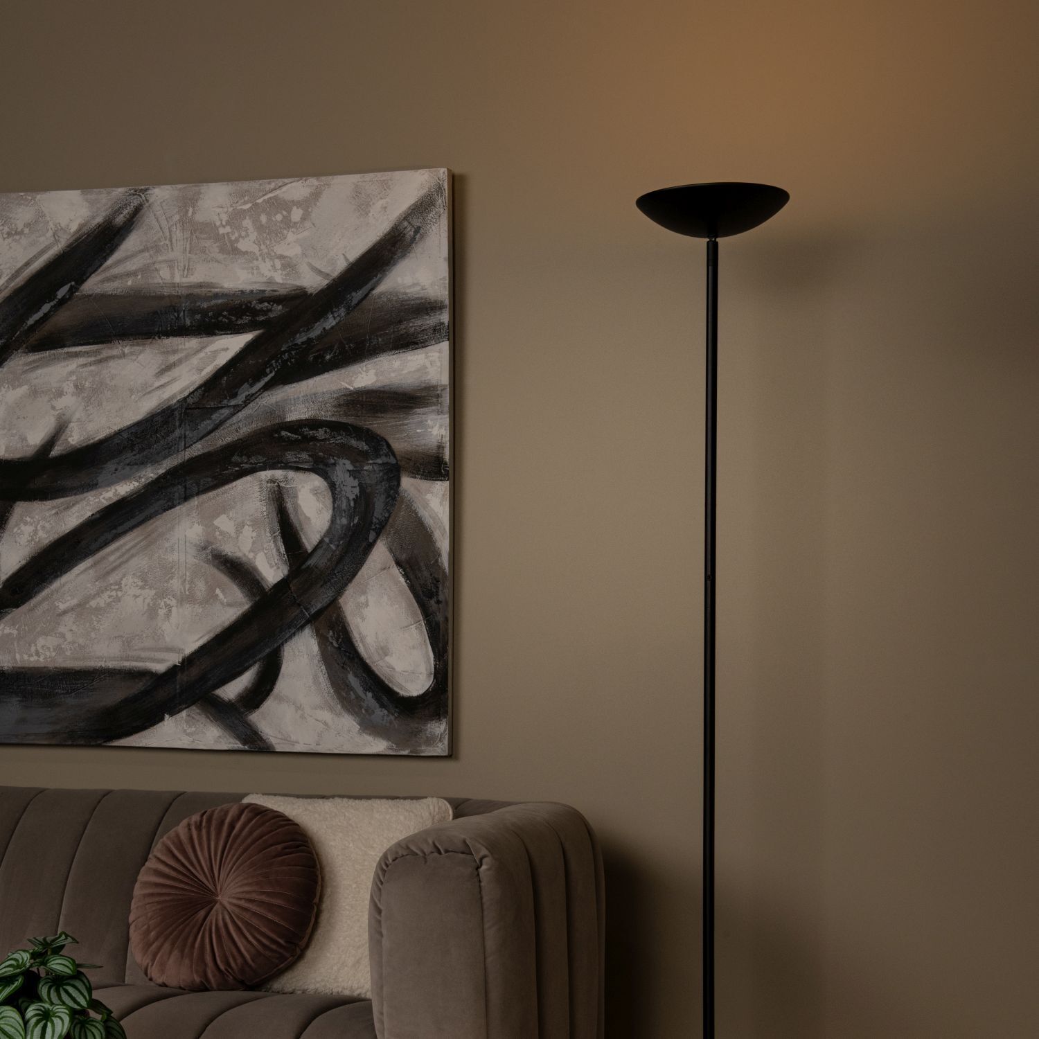 LED Deckenfluter Schwarz 3000 K H:180 cm modern Lampe, Kunst, Malerei, Stehlampe