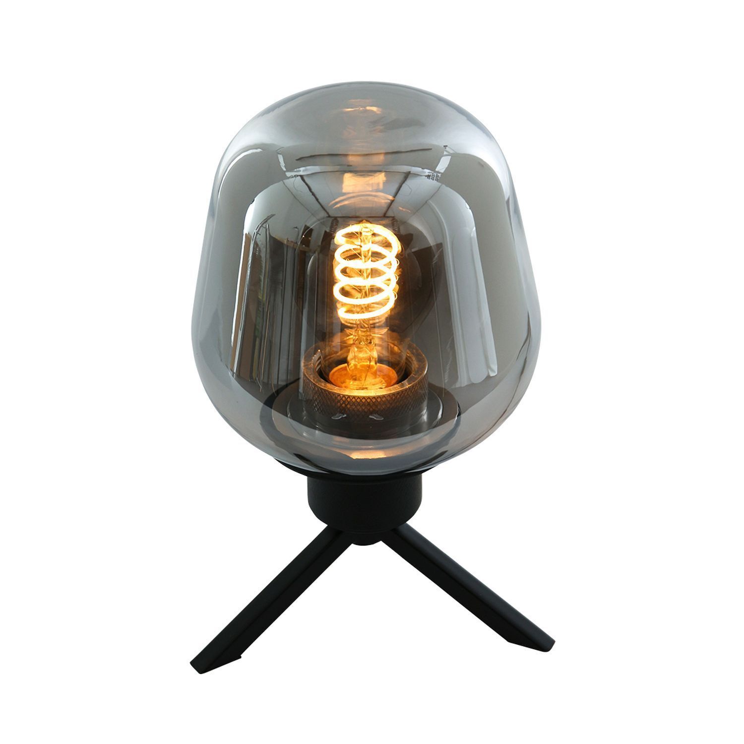 Lampe de table Abat-jour en verre Noir Gris Fumé 23 cm élégant