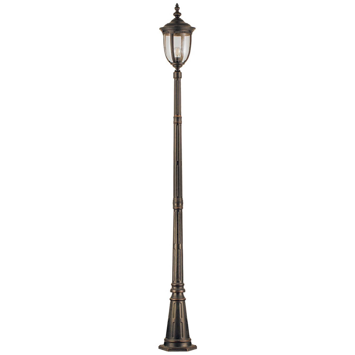 Lampe sur mât Rustique 232,5 cm de haut IP44 E27 Alu Verre