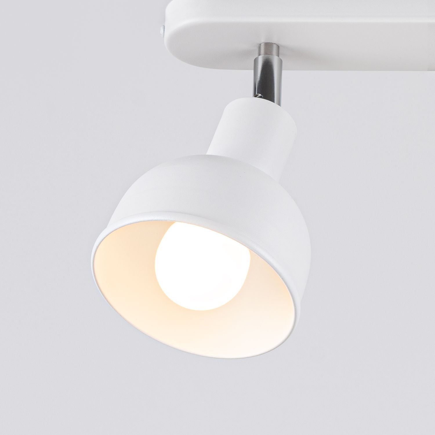 Deckenspot flexibel Weiß Stahl E27 47 cm 2-flammig Deckenlampe, Spotlight, Weiß, Metall, Lampenschirm