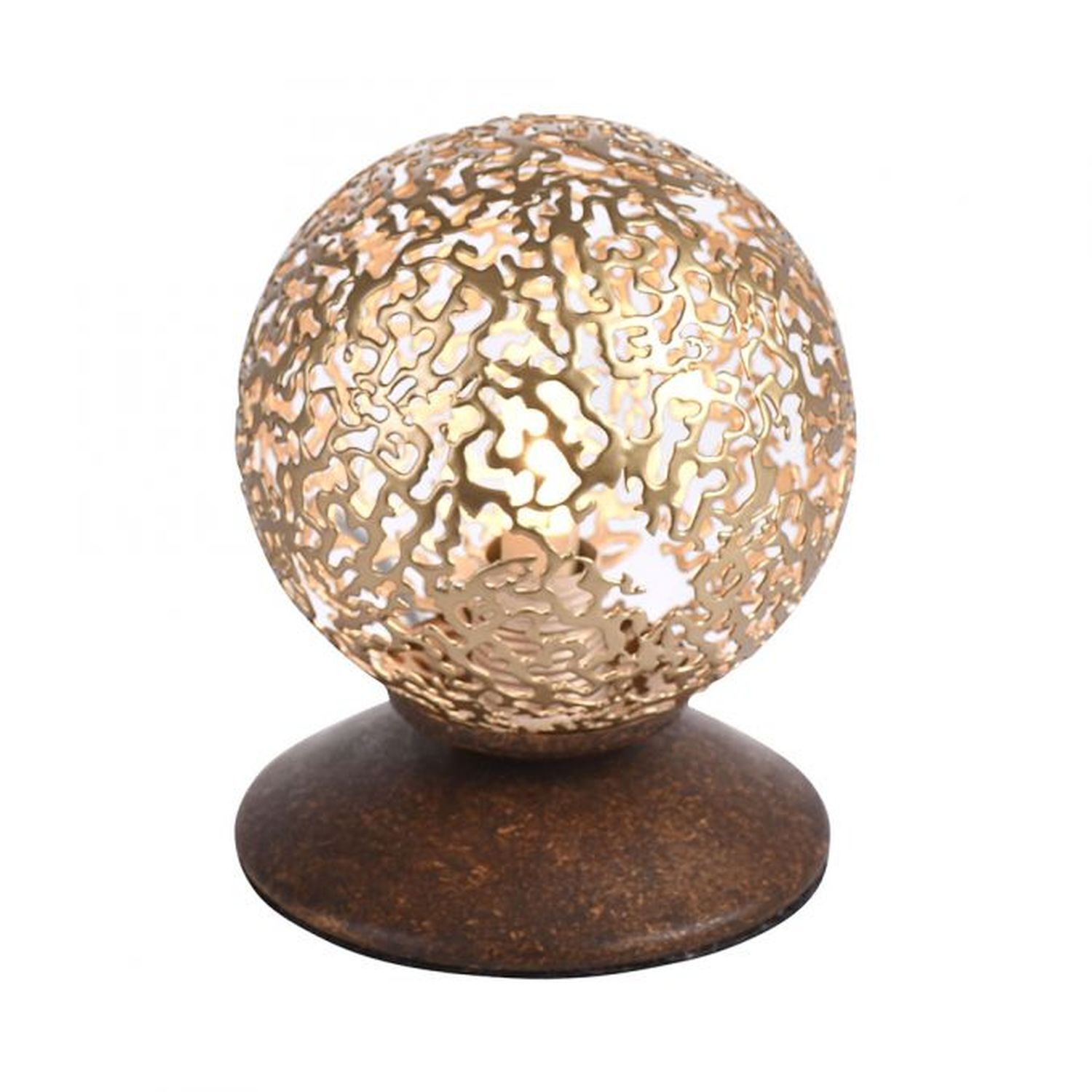 Lampe de table rustique métal brun rouille or 12,5 cm G9