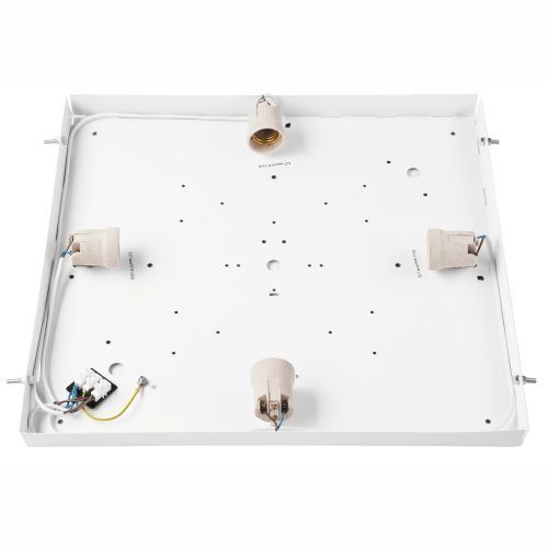 Plafonnier confortable en verre de pin L:48 cm E27 4-flmg Weißes Brett, Wanne