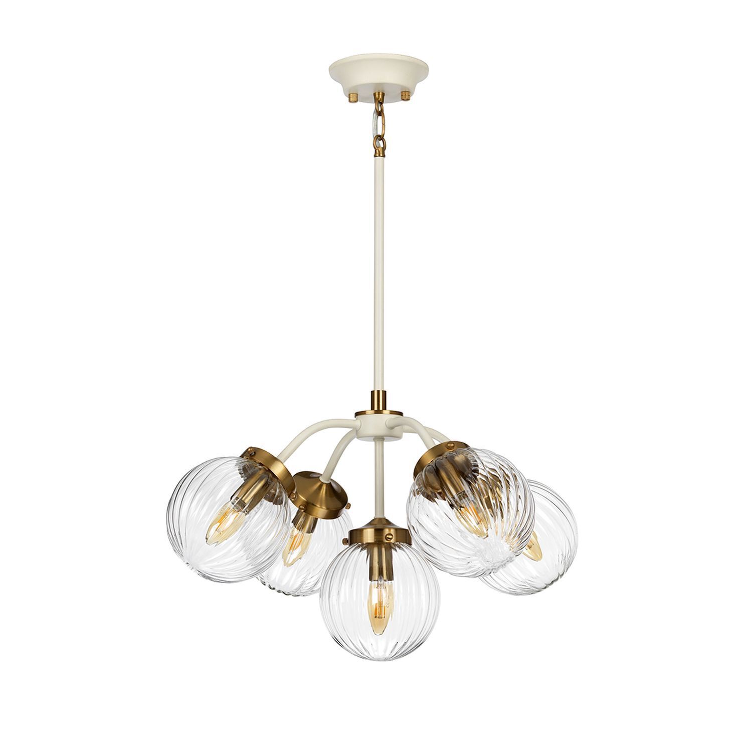 Lampe à suspendre avec abat-jour Crème Laiton Métal Verre
