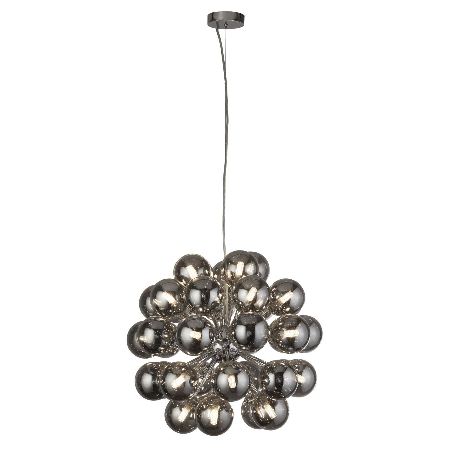 Suspension verre fumé Ø 51 cm 27x G9 Gris Chrome CARTER