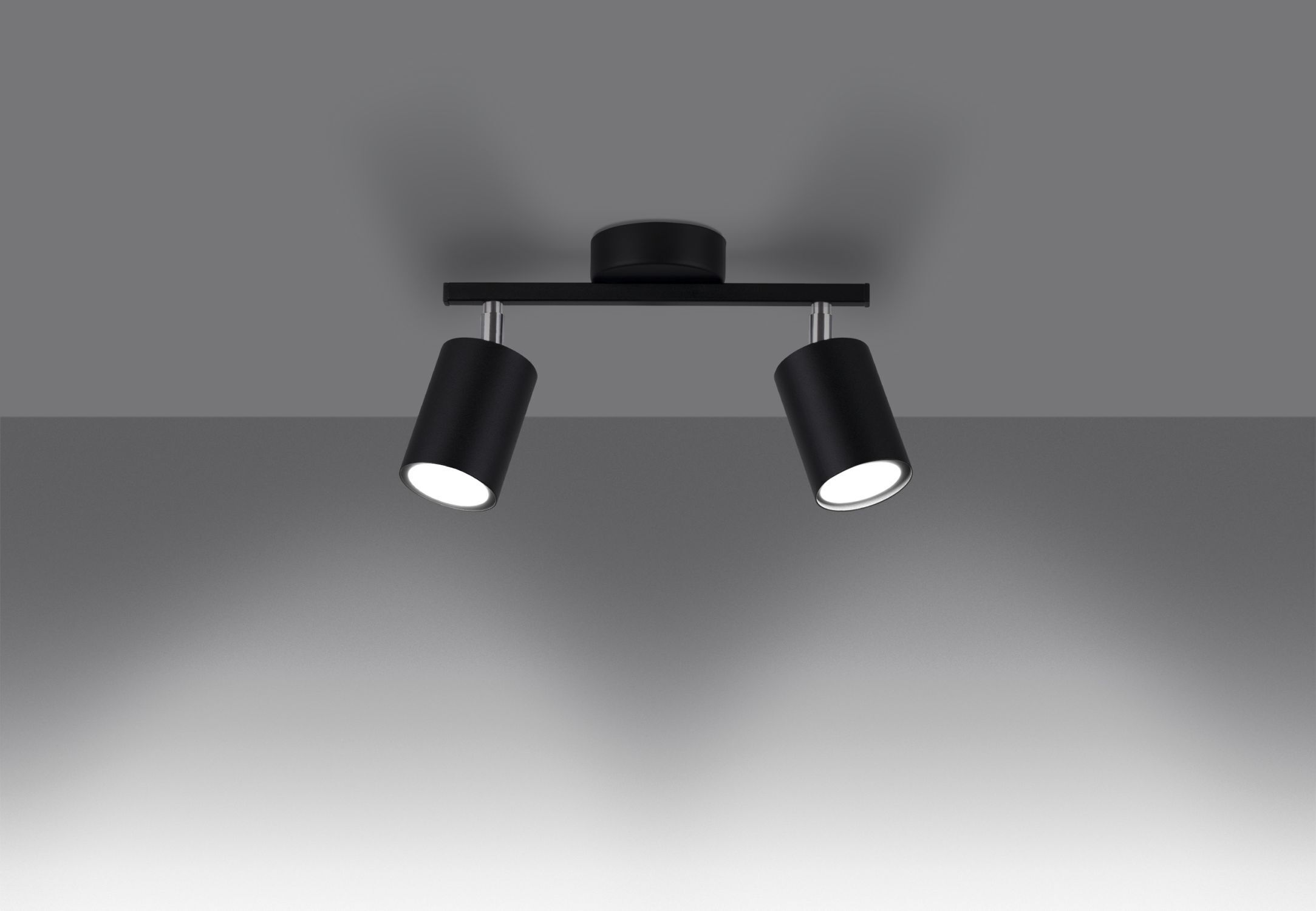 Projecteur de plafond noir métal 2 flammes petit GU10 DALIT