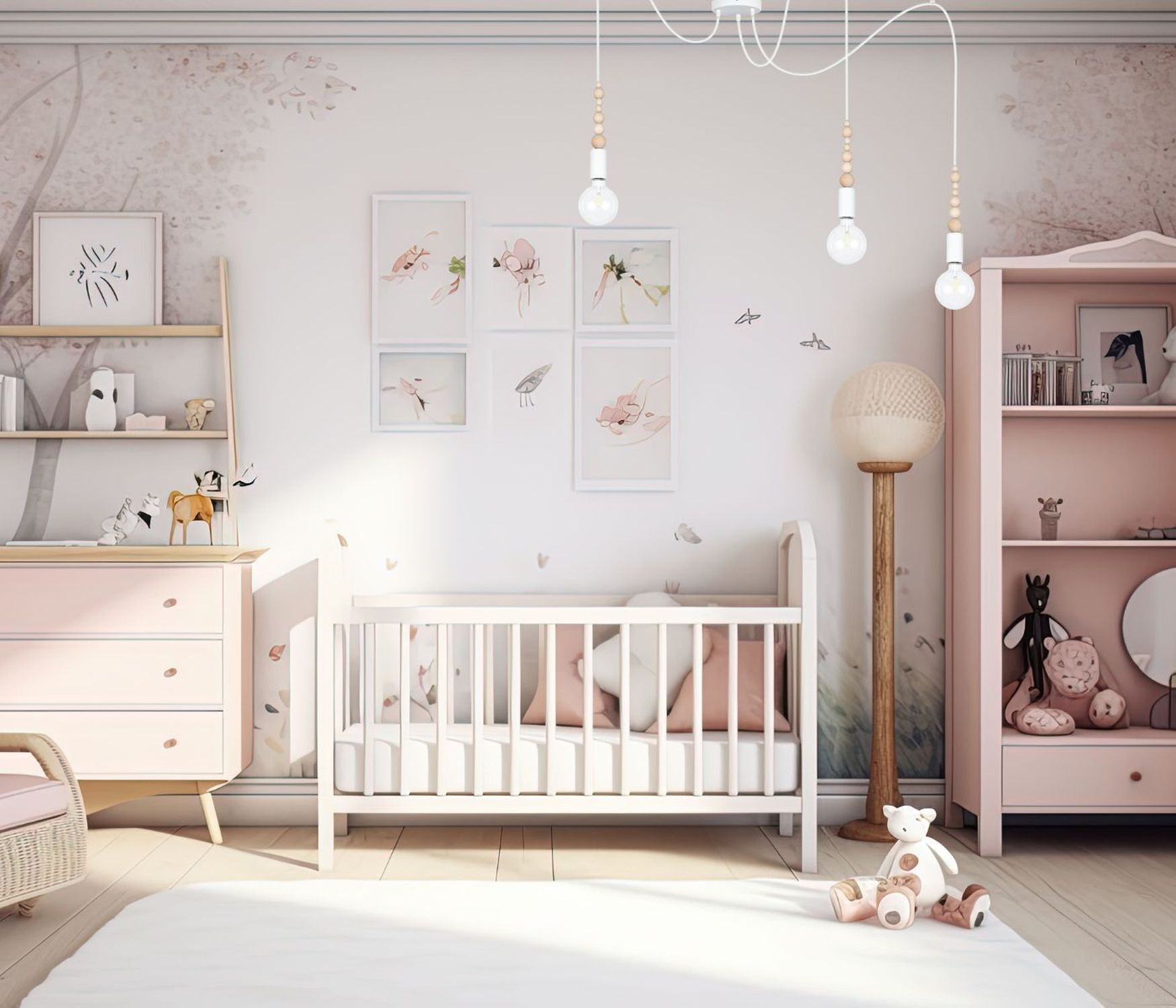 Kinderzimmer, Babybett, Weiß, Möbelset, Dekoration