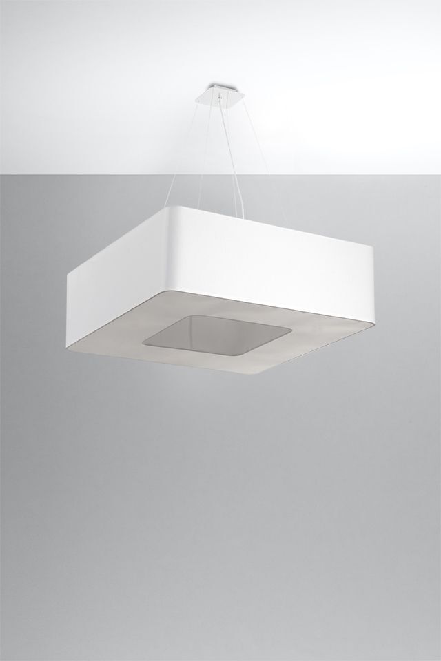 Lampe à suspendre angulaire Blanc Tissu L : 60 cm faible éblouissement 8x E27
