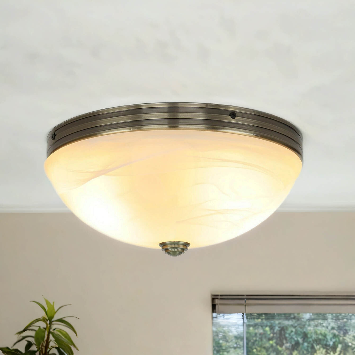 Jugendstil Deckenlampe Glas 2xE27 Ø31cm ORCHIDEA Deckenleuchte, Leuchte, Lampe