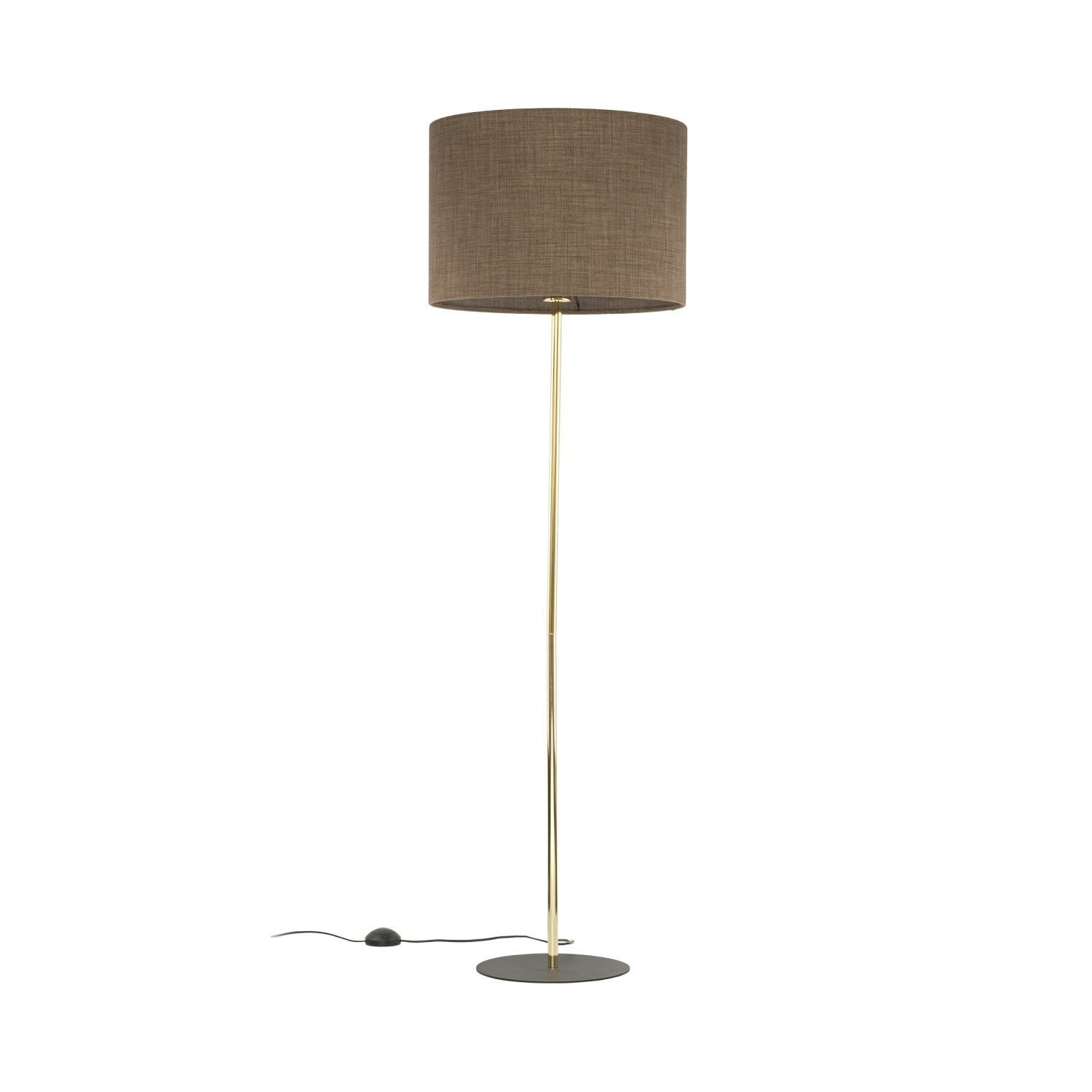 Lampadaire métal tissu E27 160 cm Ø 50 cm en or brun