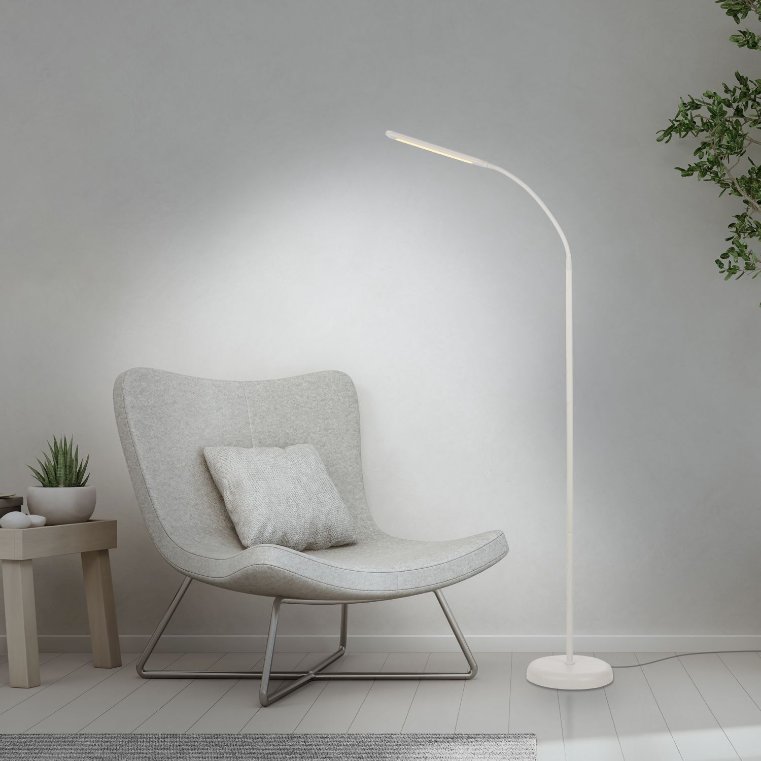 Lampadaire LED Métal Blanc Touch 125 cm réglable