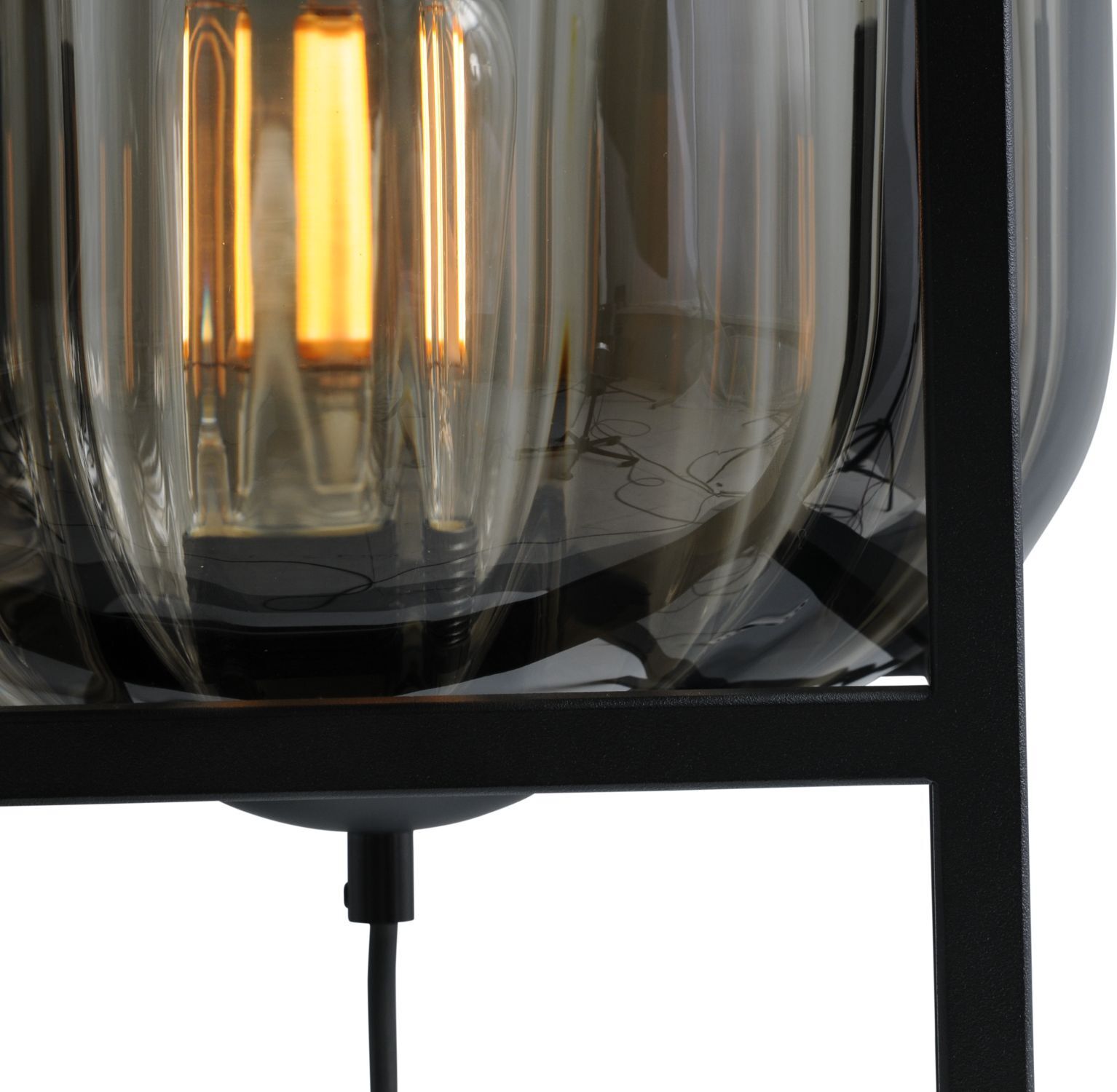 Petit lampadaire verre métal 138 cm noir E27