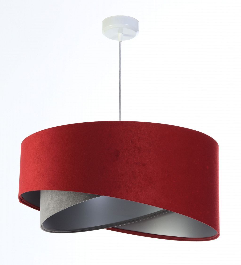 Suspension Tissu Ø 50 cm Rouge-Brun Gris Argent Aspect velours