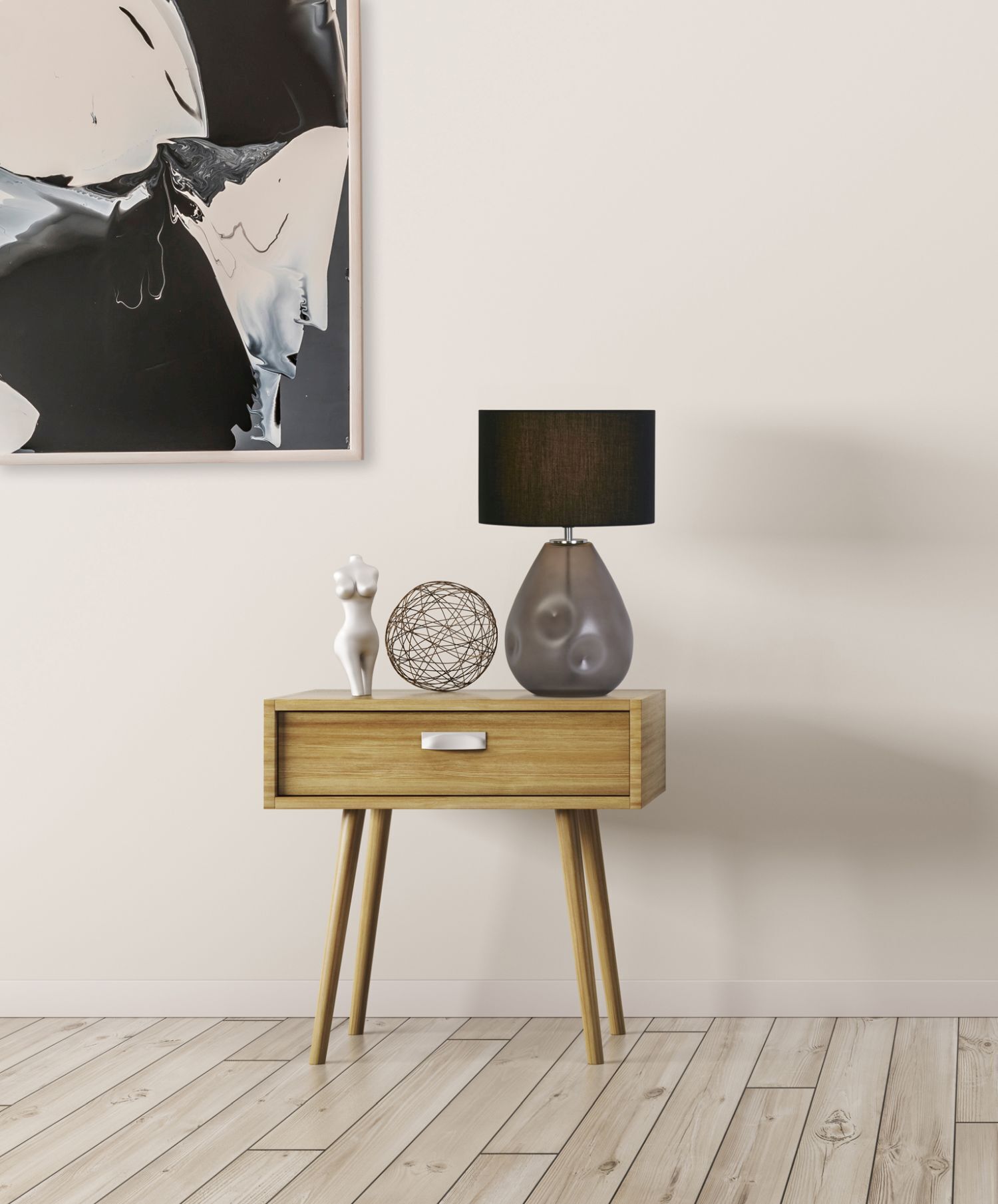 Blendarme lampe de table verre tissu 44,5 cm E27 noir