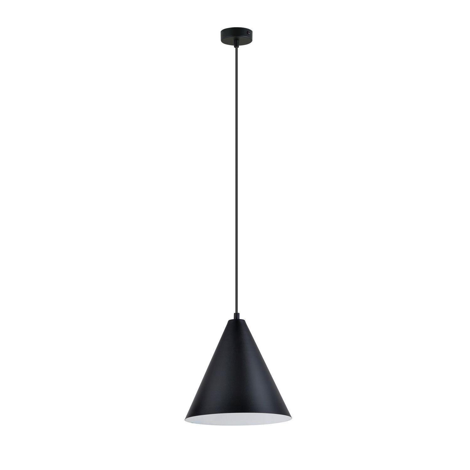 Suspension Métal Noir Blanc L : 24 cm H : max. 100 cm E27