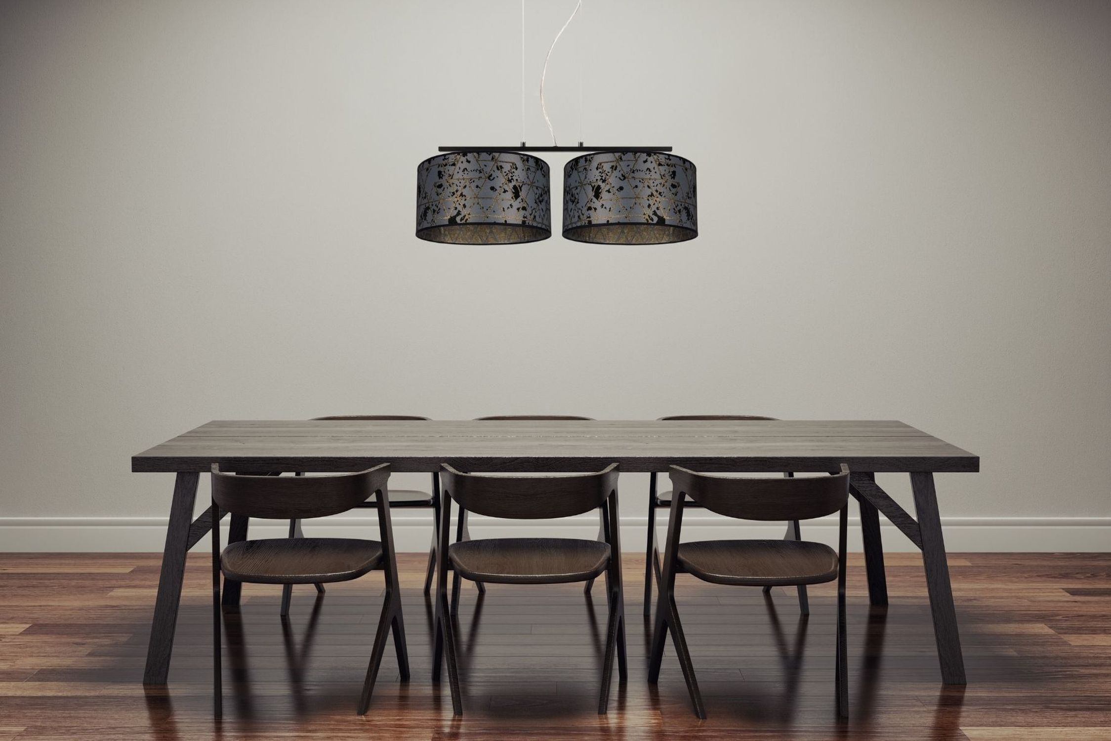 Tissu Lampe à suspendre pauvre en éblouissement Graphite Motif E27 70 cm de long