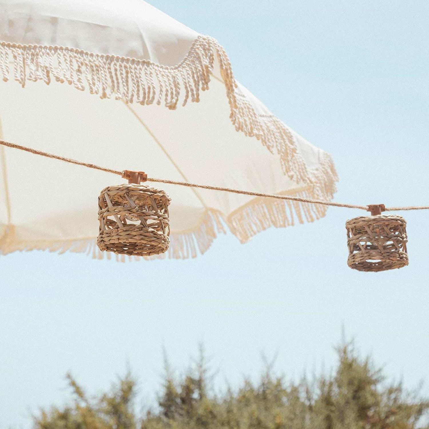 Guirlande lumineuse LED solaire 5 m IP44 jute herbe de mer 2700 K Outdoor Kunst, Kunsthandwerk