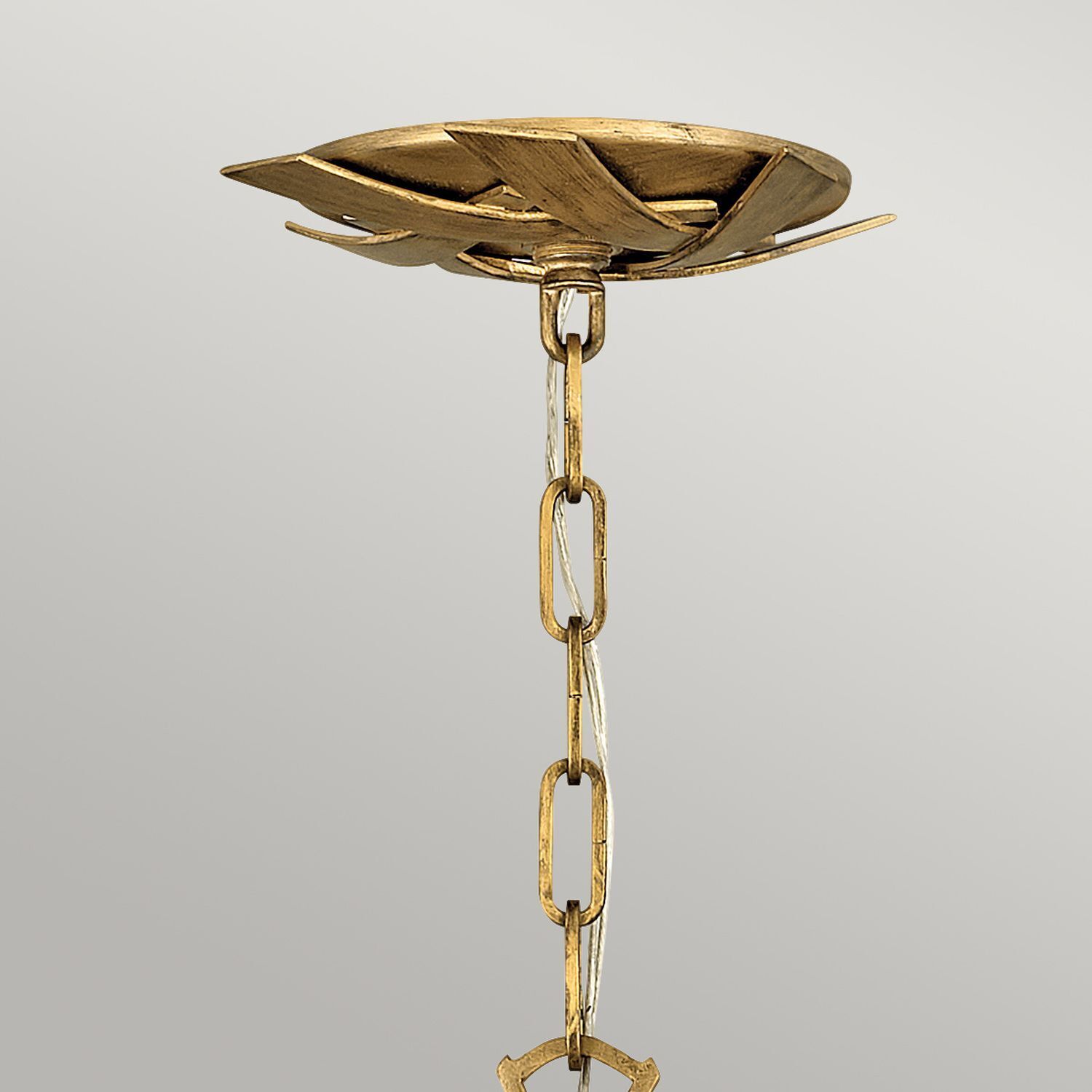 Lampe à suspendre métal cristal en or bruni Ø 55,9 cm grande