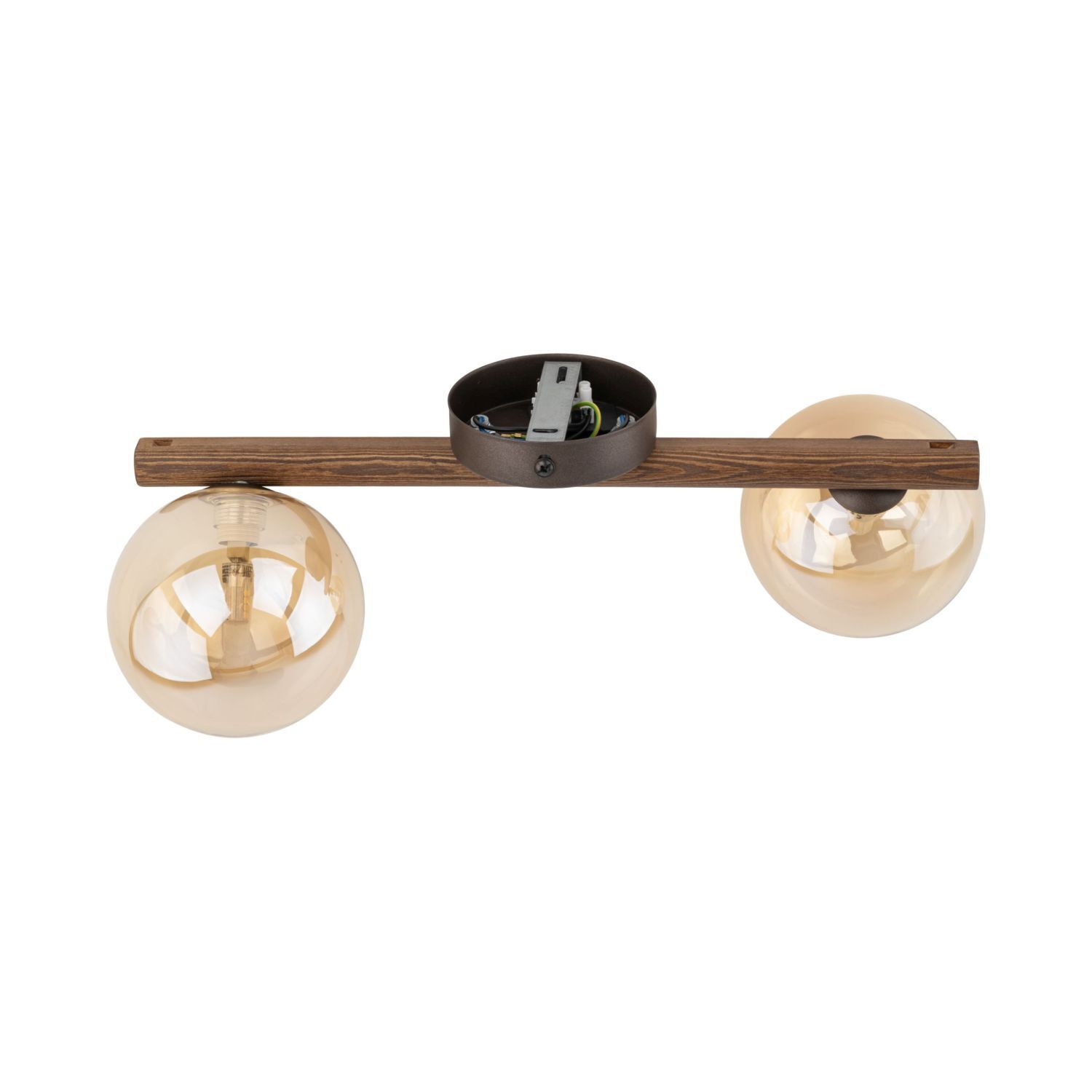 Deckenleuchte Holz Braun G9 42 cm stilvoll Glas modern Deckenleuchte, Holz, E14, Glühbirnen, Wandlampe