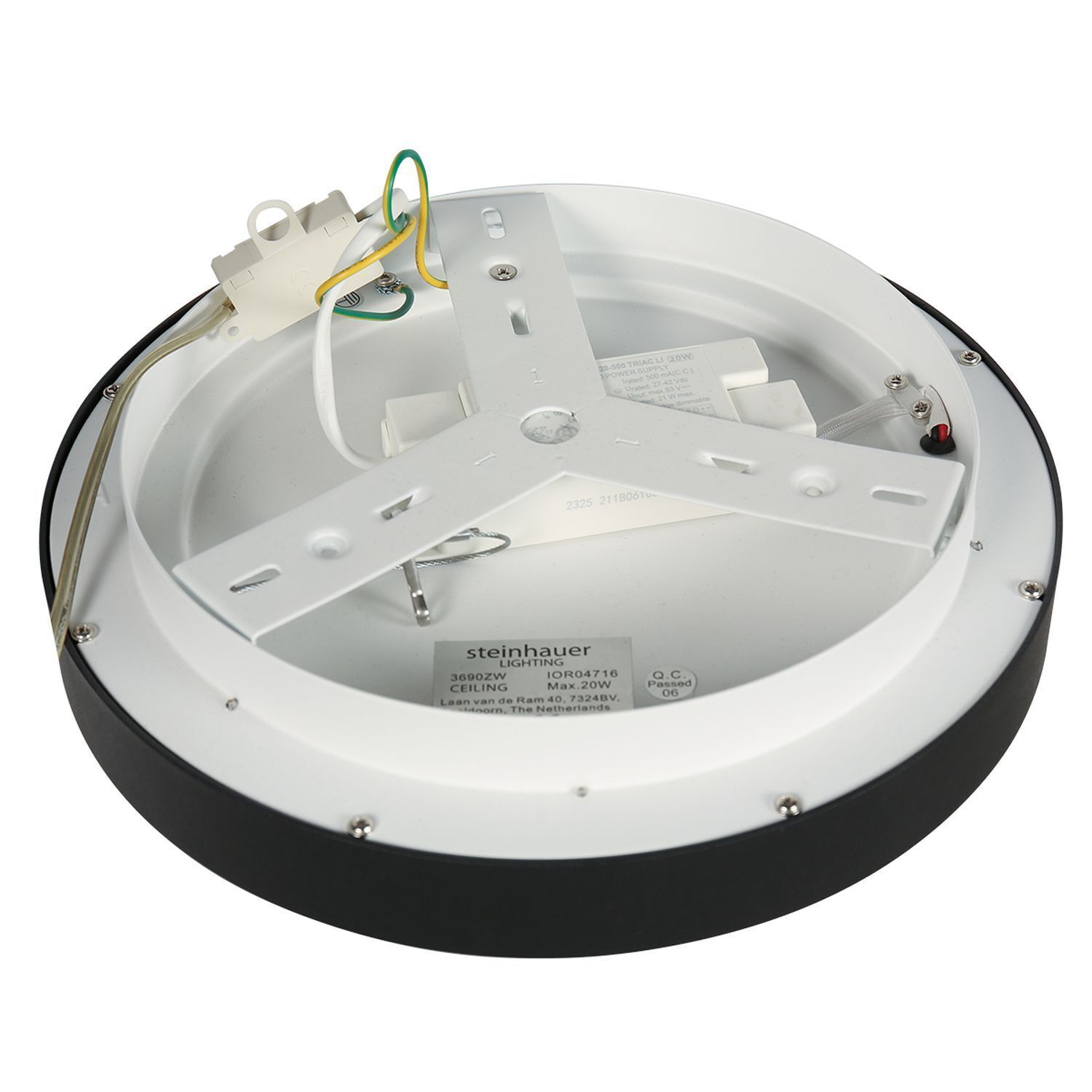 Plafonnier LED Noir Blanc Ø28 cm 2700 K confortable Sprudelbad, Wanne