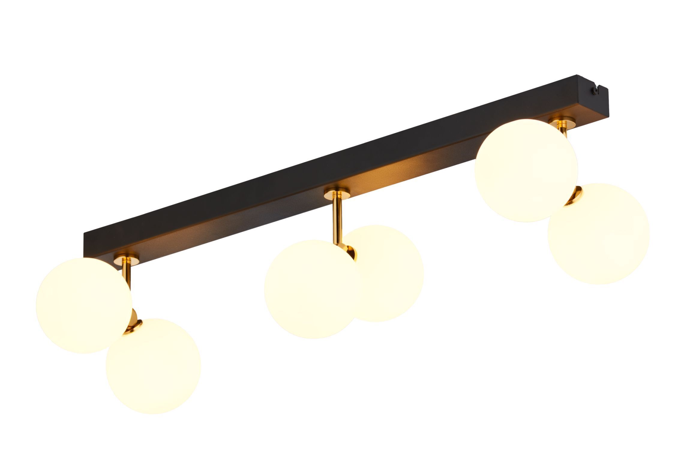 Plafonnier allongé laiton verre G9 68 cm faible éblouissement